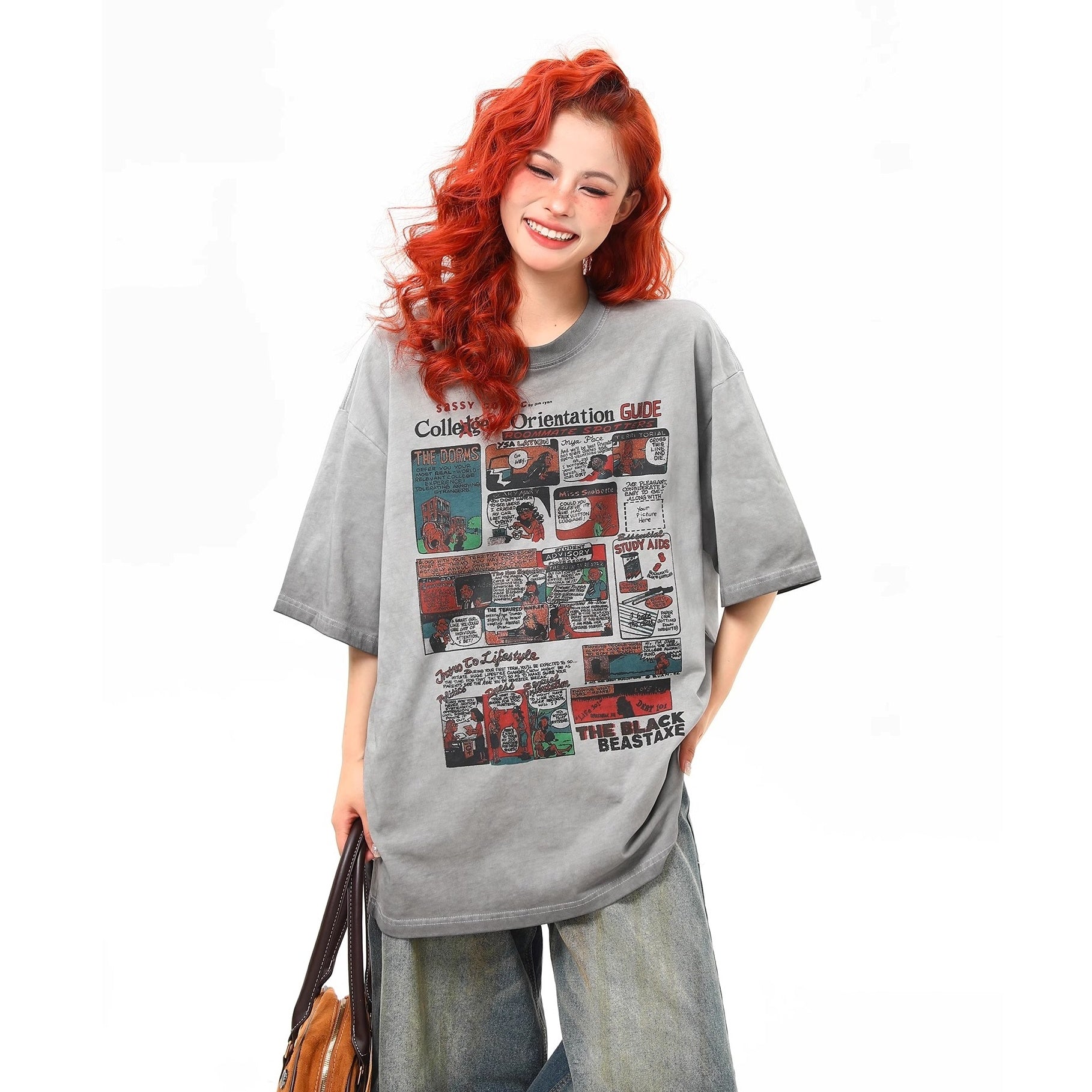 Comic Print Wash Gradient T-Shirt MW10229