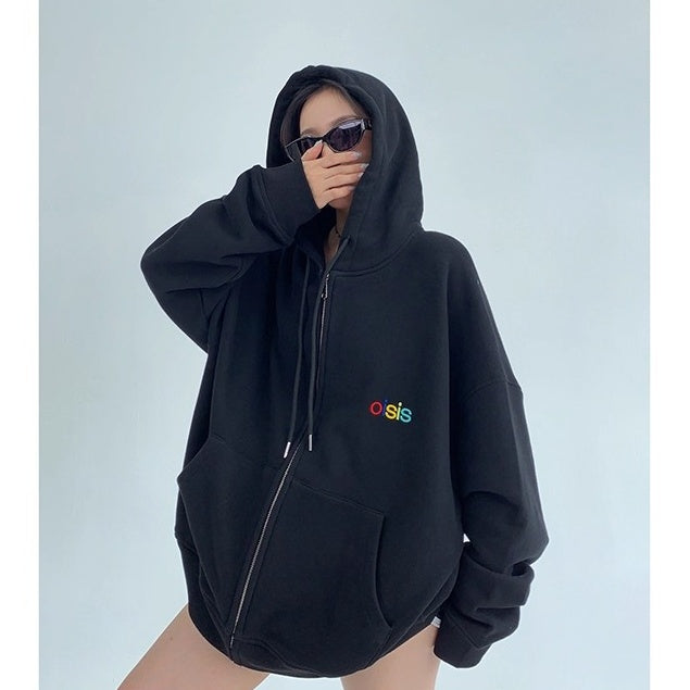 Loose Logo Embroidered Hooded Jacket OS2037