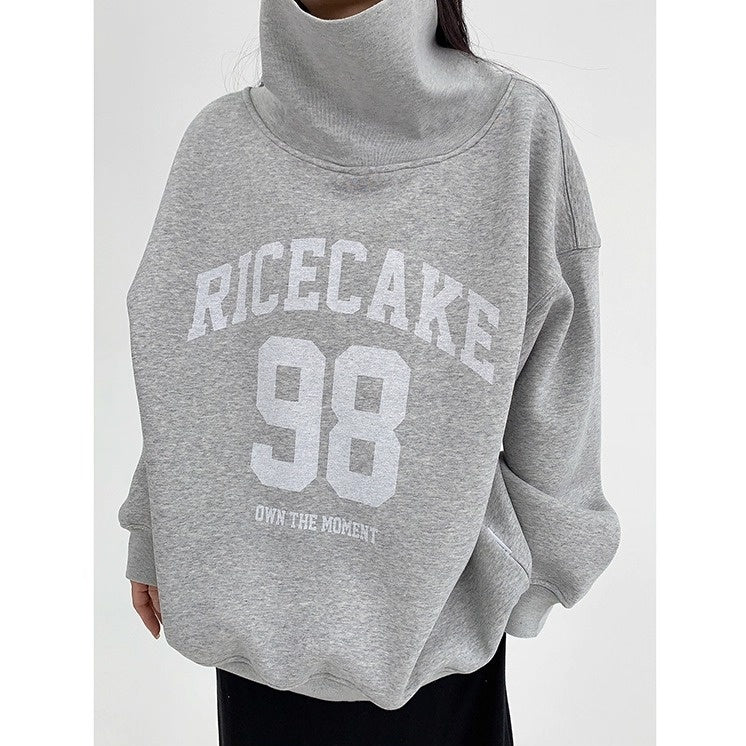 Turtleneck Number Logo Oversize Sweat OS2069