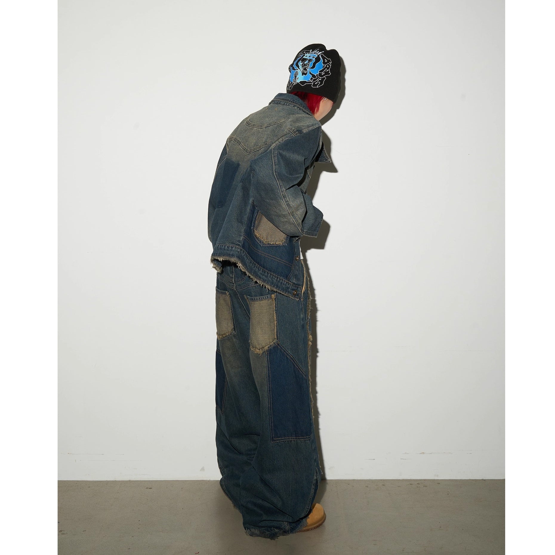 【上下別売り】Irregular Stitching Washed Denim Jacket  & Jeans Set-up MN9037