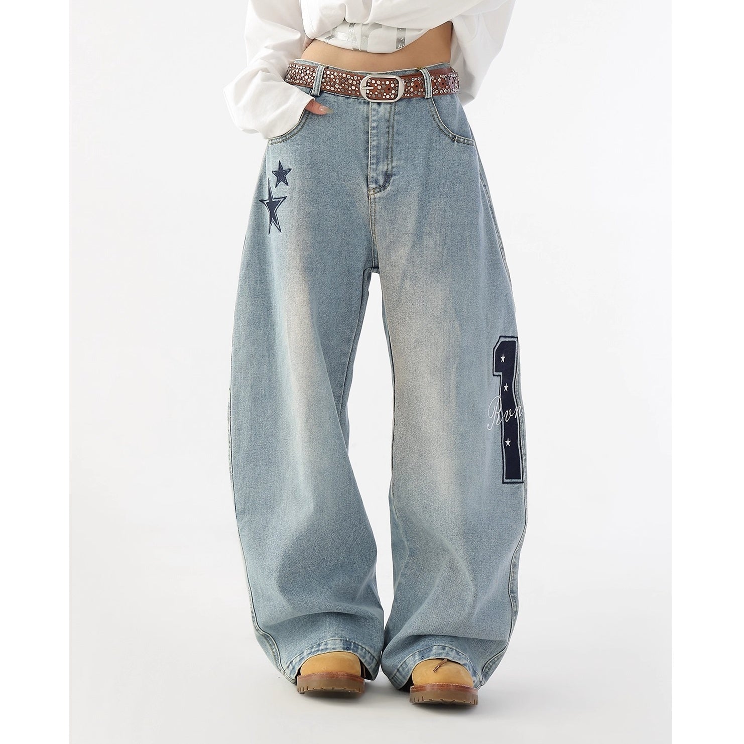 Vintage Embroidery Star Made Aged Curve Jeans AC7163
