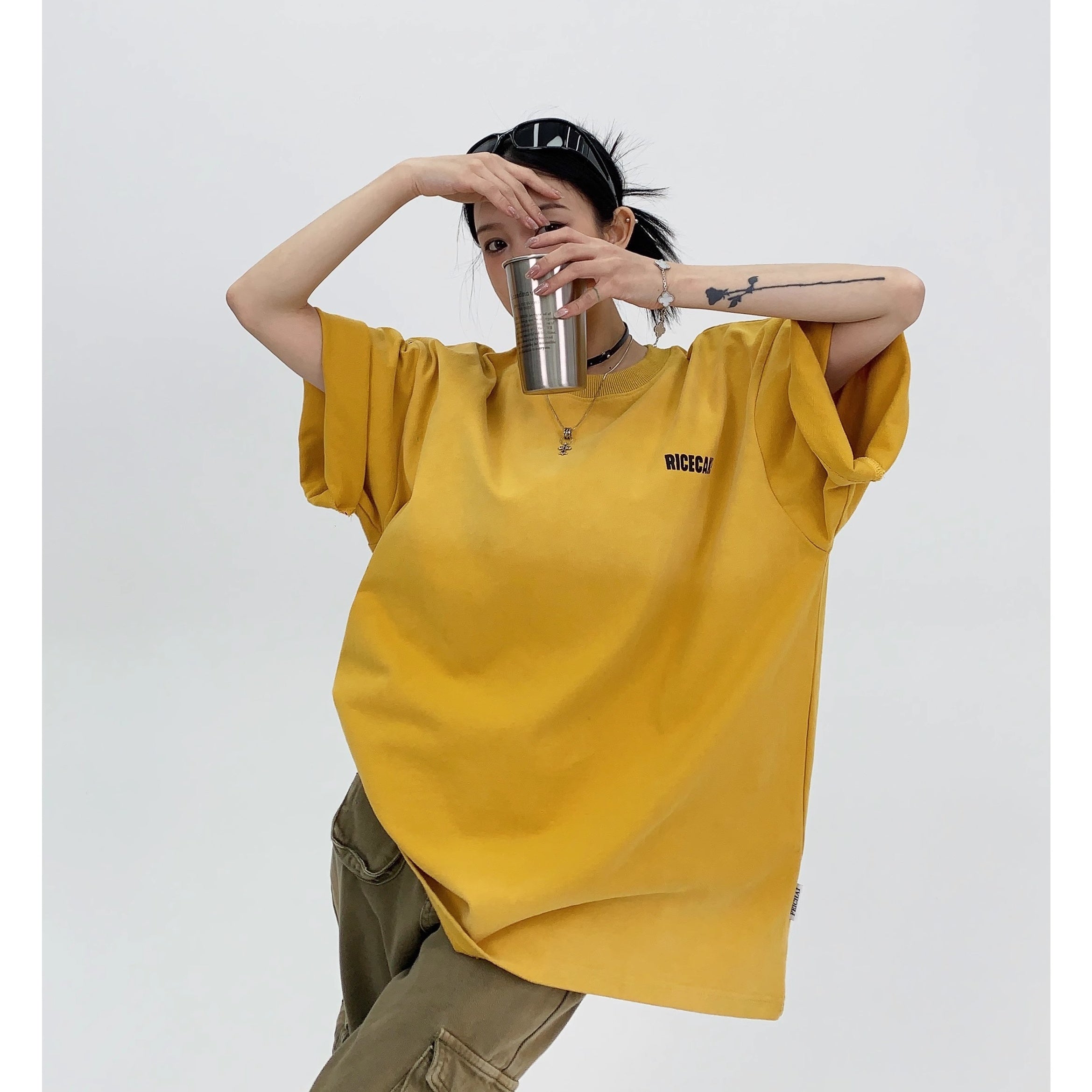 Distressed Print Oversize T-shirt OS2005