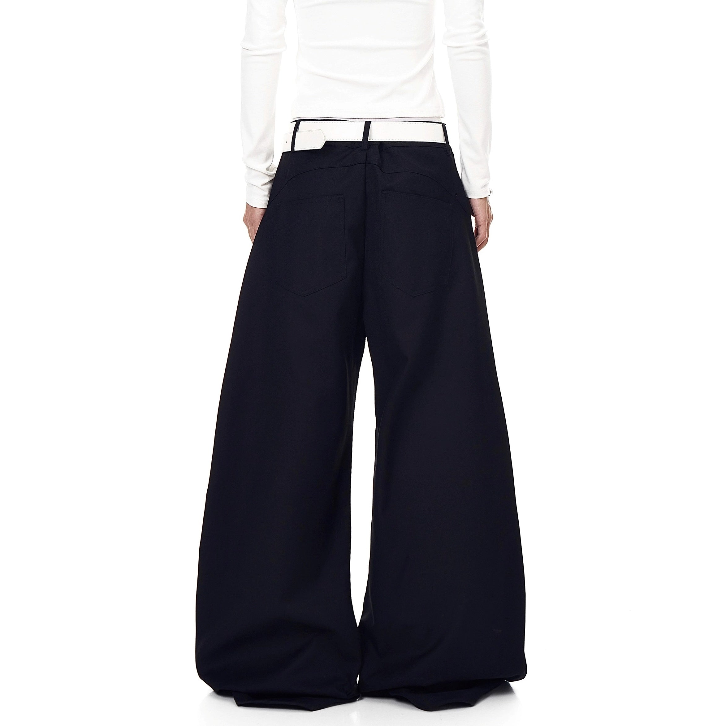 Double-Waisted Striped Wide Curve Pants BK7008
