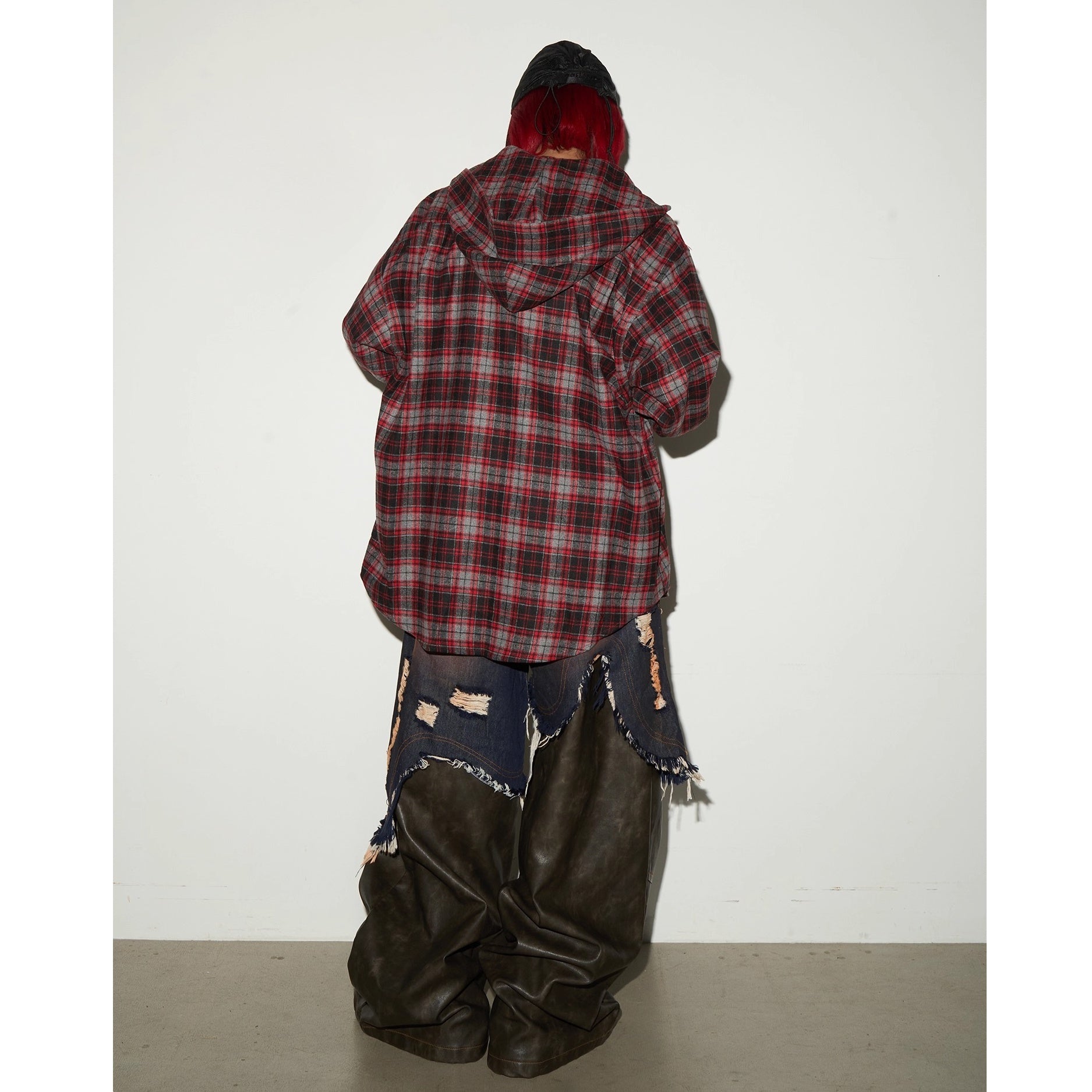 Plaid Long-sleeved Hooded Shirt MN9034
