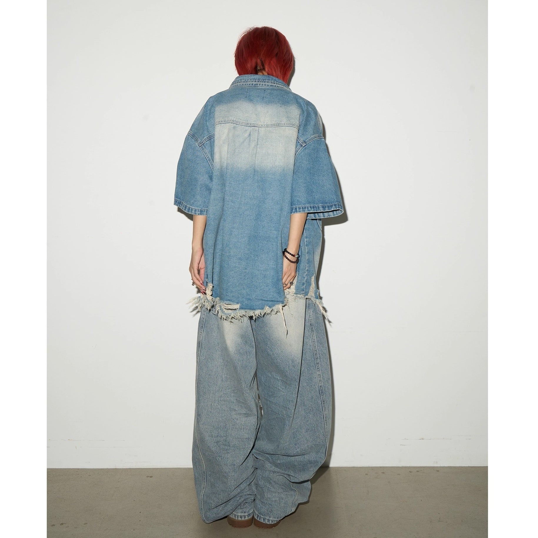 Heavy Wash Raw Edge Denim Shirt Jacket MN9006
