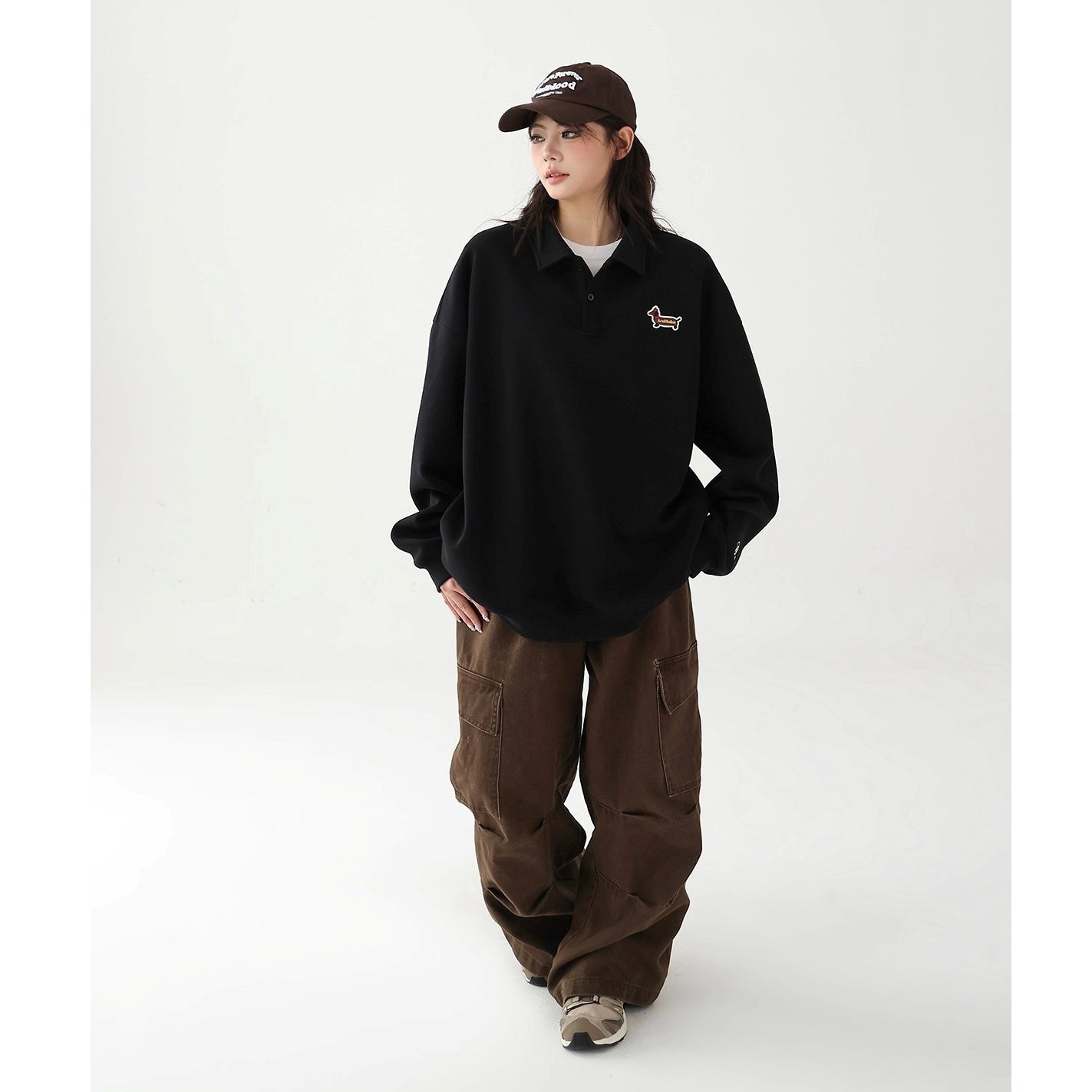 Dachshund Embroidered POLO Collar Sweat AC7155