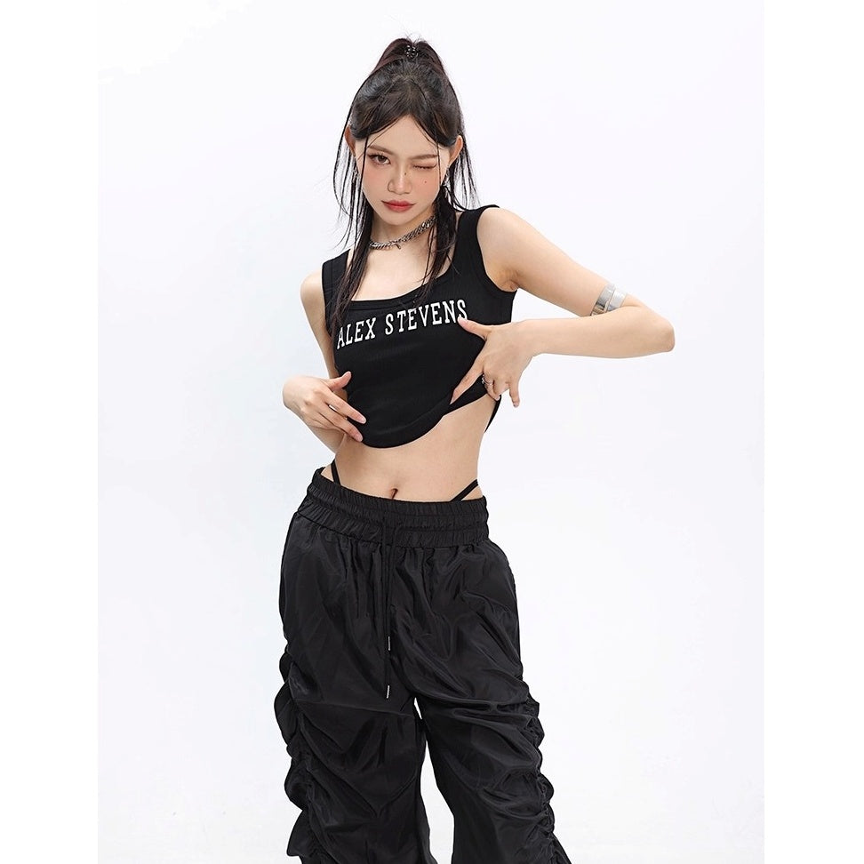 Side Gather High-waisted Loose Long Pants MW10256