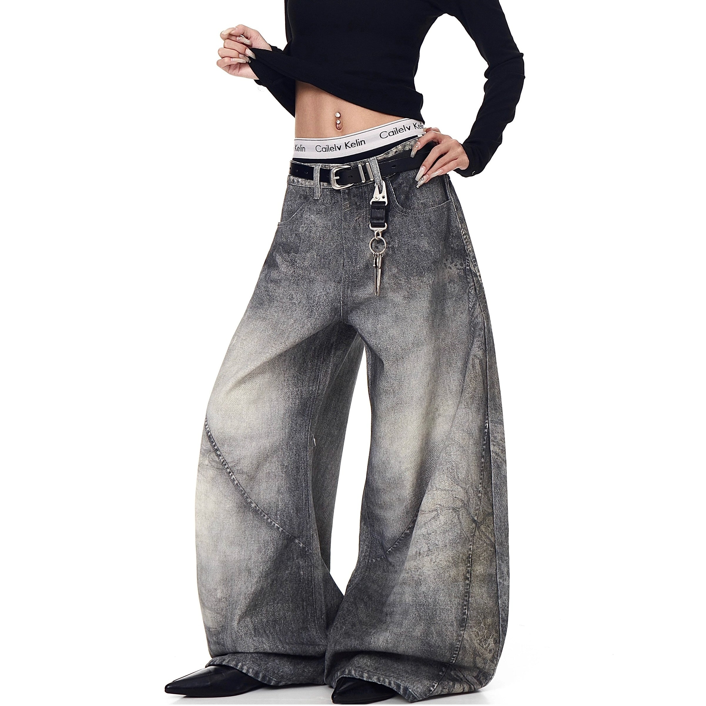 3D Printing Distressed Wide Scimitar Jeans BK7036