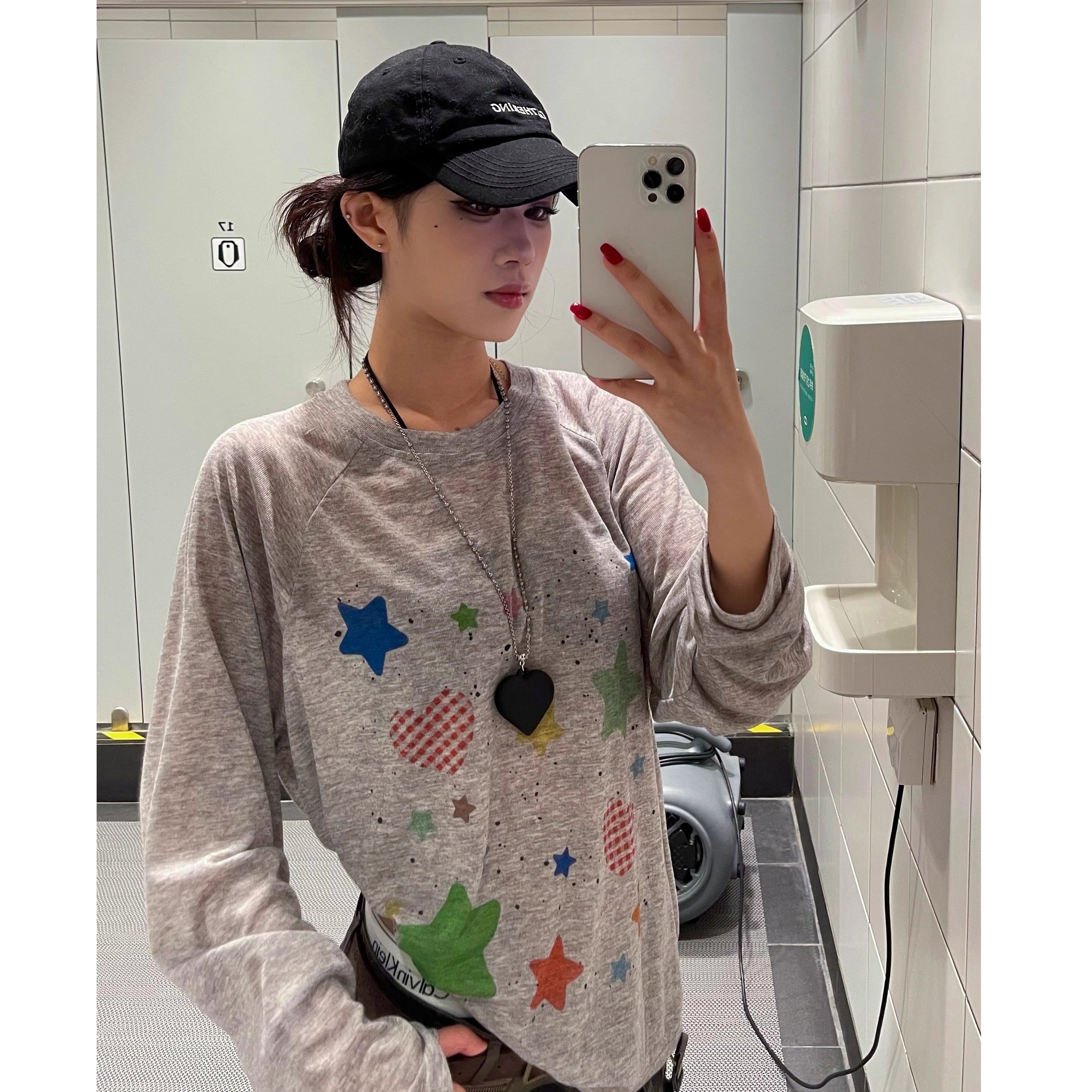 Fun Star Print Long Sleeve T-Shirt VI2009