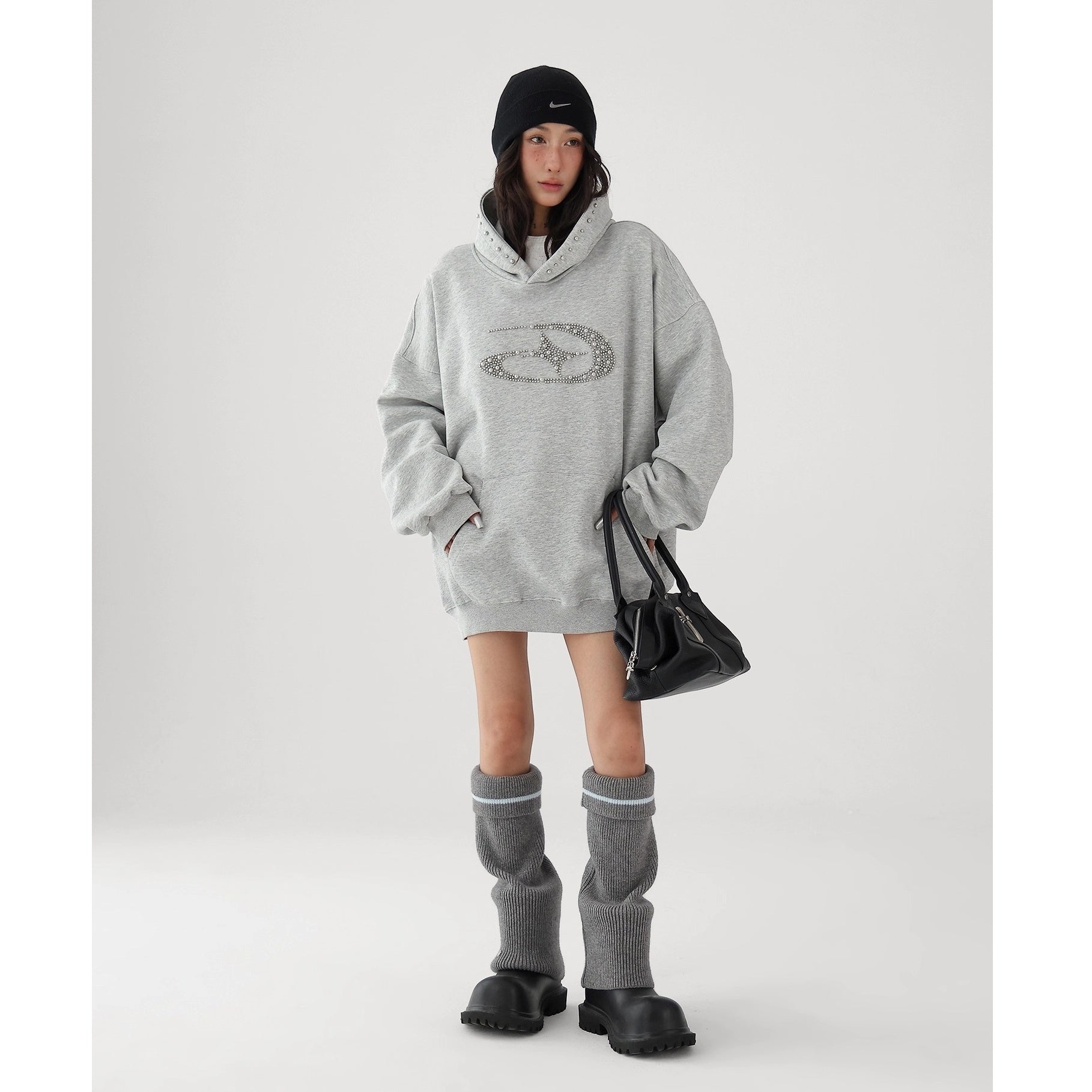 Bead Stitch Loose Sweat Hoodie AC7015