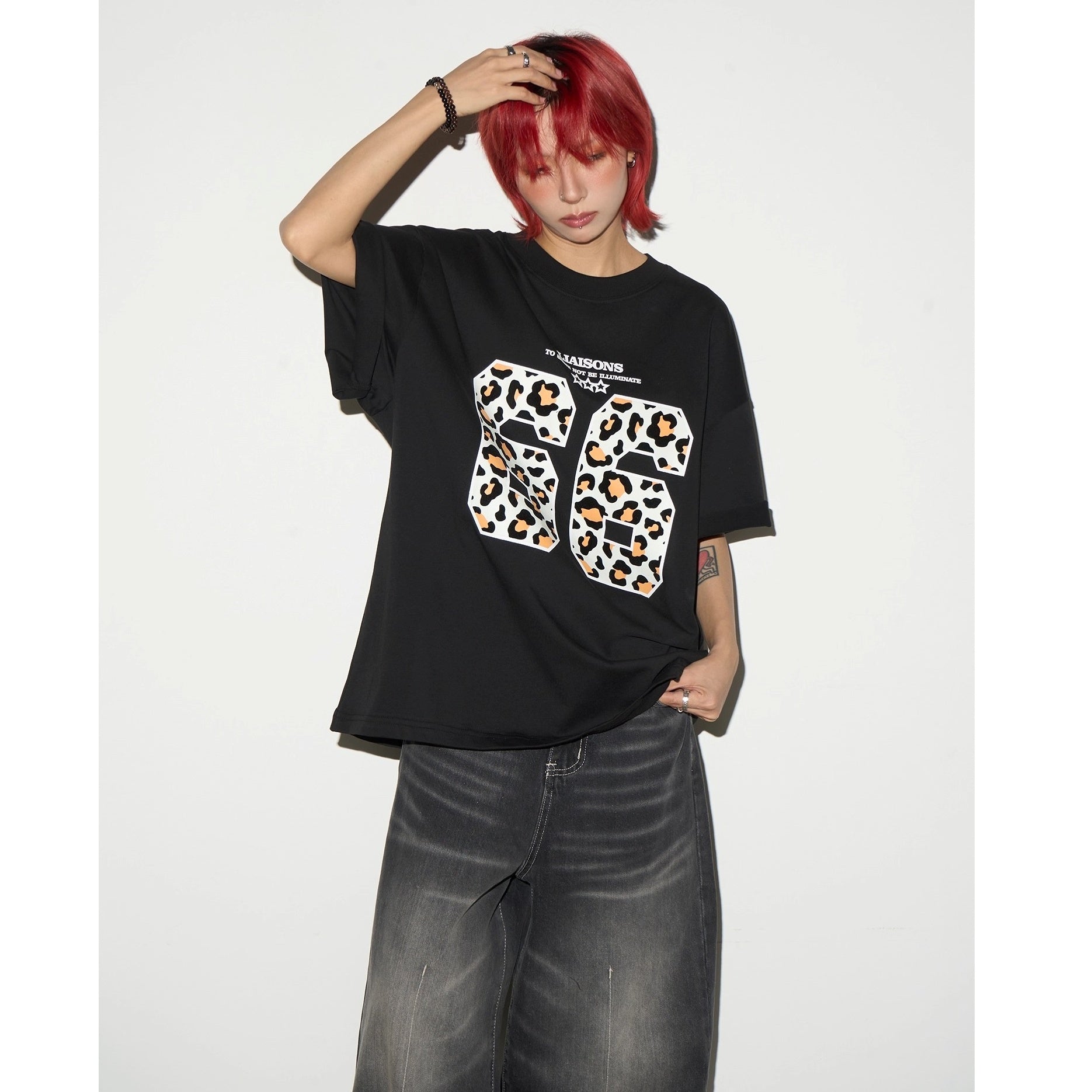 Flocked Leopard Print T-Shirt MN9009