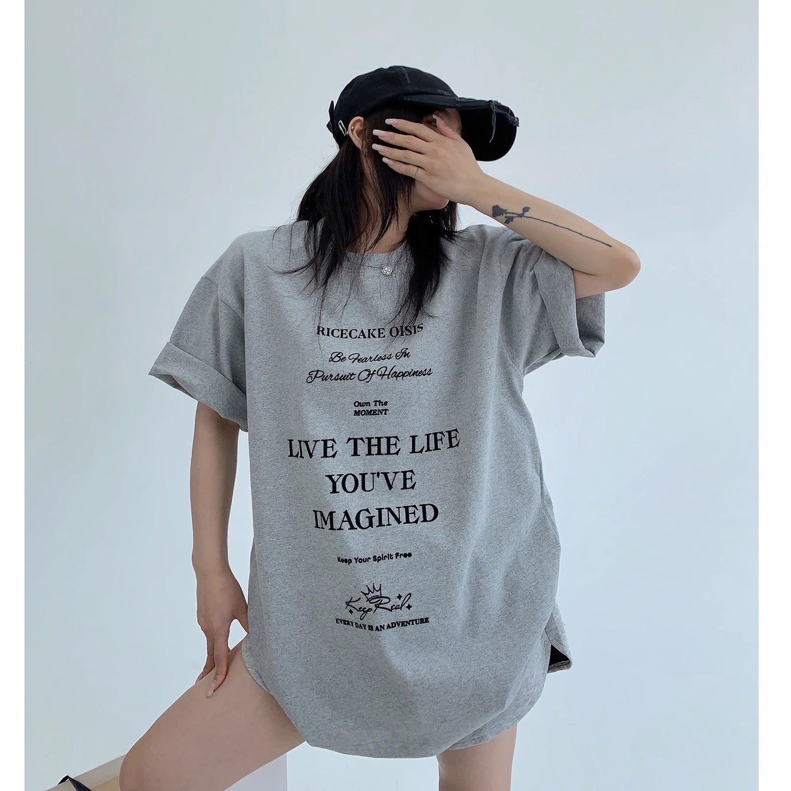 Simple Flock Print T-shirt MW10145