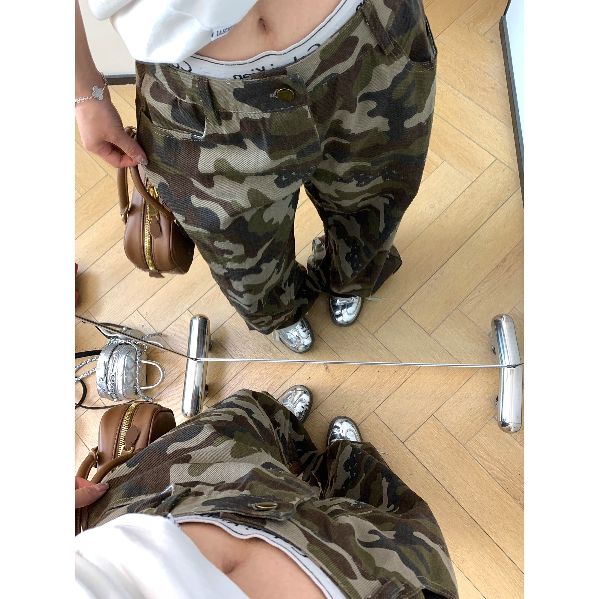 Wash Camouflage Straight Wide-leg Pants MW10154