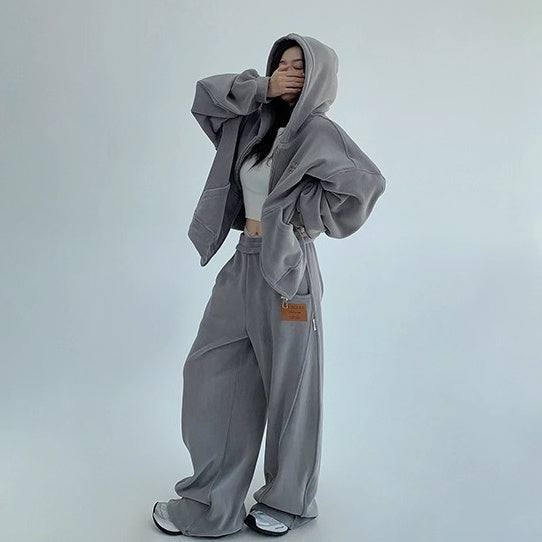 【上下別売り】Relaxed Simple Fleece Hooded Jacket ＆ Pants Set-up OS2077