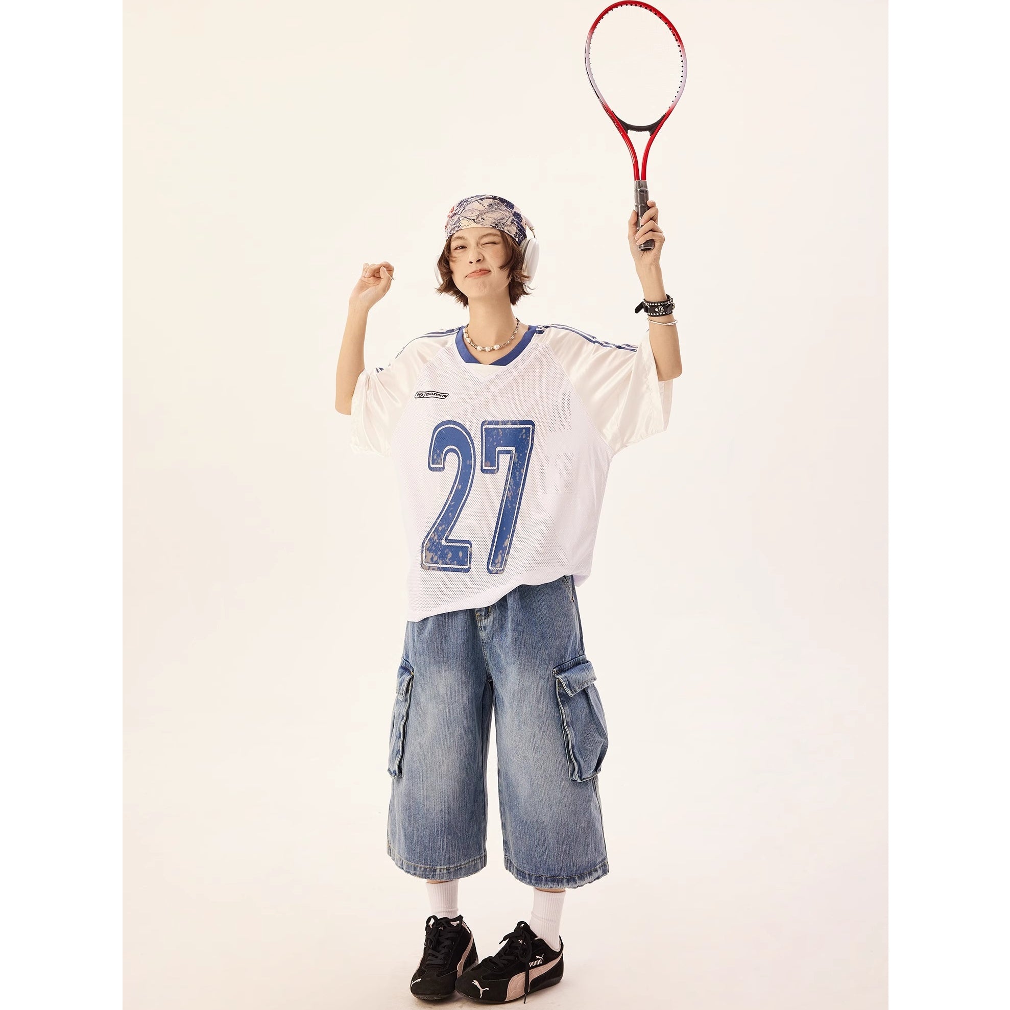 Number Print Mesh T-shirt MW10198