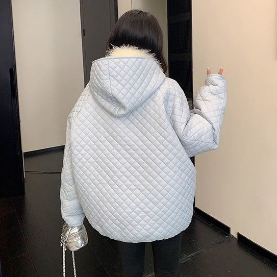 Diamond Lattice Quilting Light Hooded Down Jacket OS2076