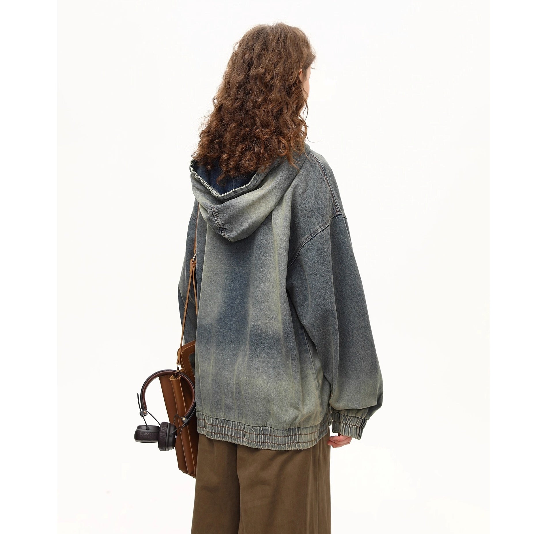 Vintage Embroidery Washed Denim Hoodie MW10261