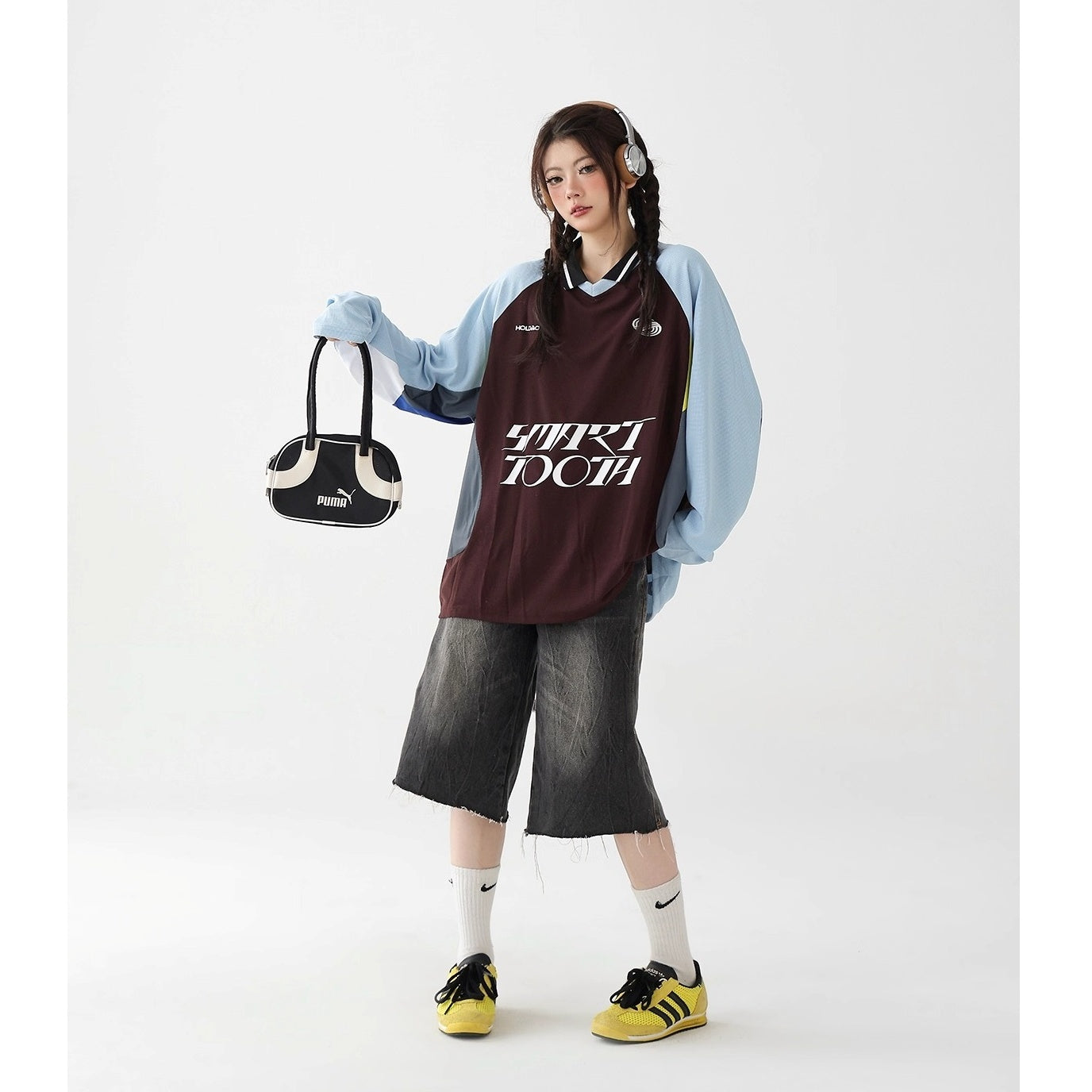 Contrast Raglan Sporty Long-sleeved T-shirt AC7129