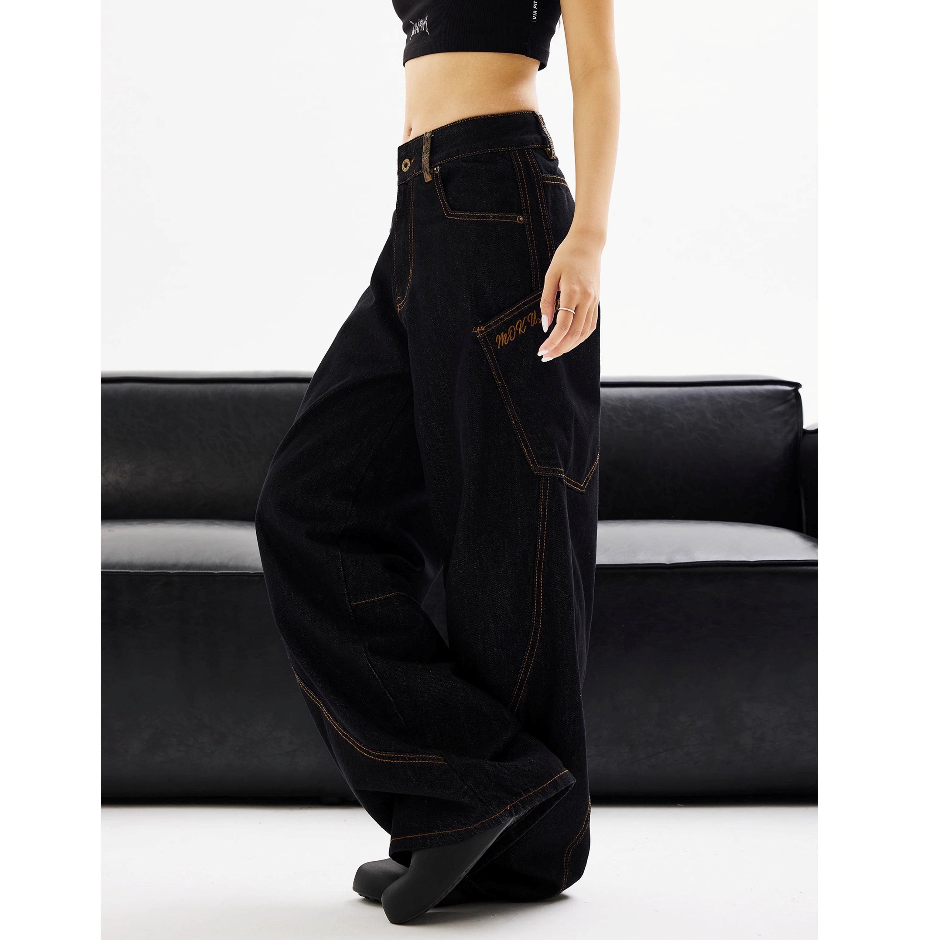 Python Skin Pockets Scimitar Jeans MW10219