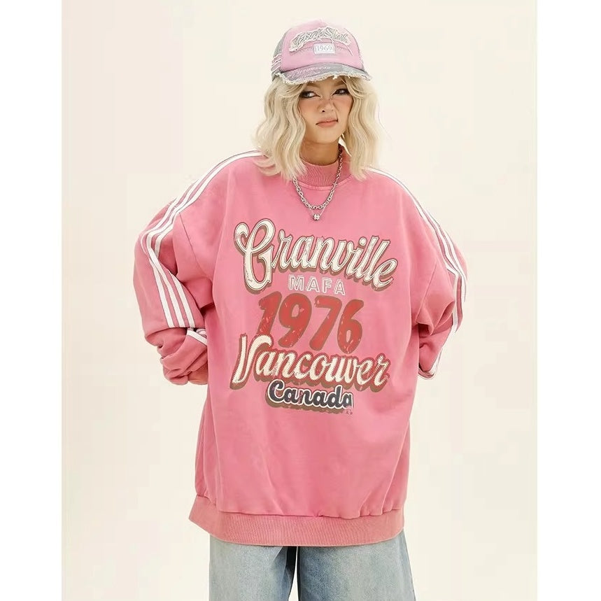 Three-bar Distressed Letter Print Sweat MW10382