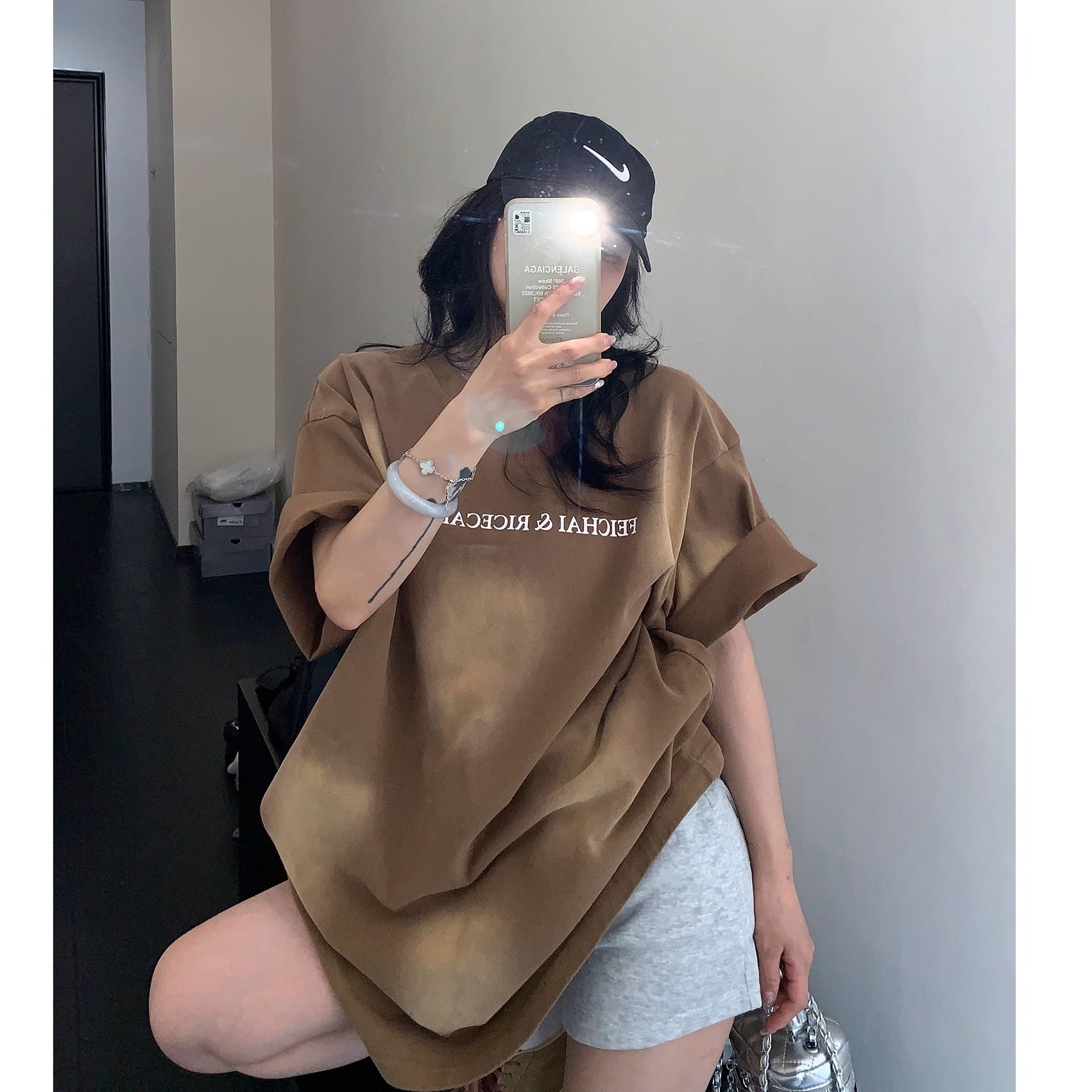 Dirty Wash Old Letter Print T-Shirt MW10186