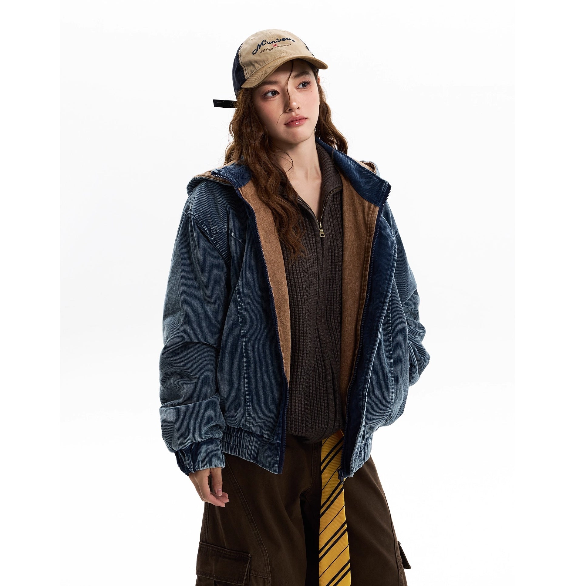 Corduroy Padded Hooded Jacket MW10306