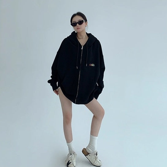 Loose Logo Embroidered Hooded Jacket OS2037