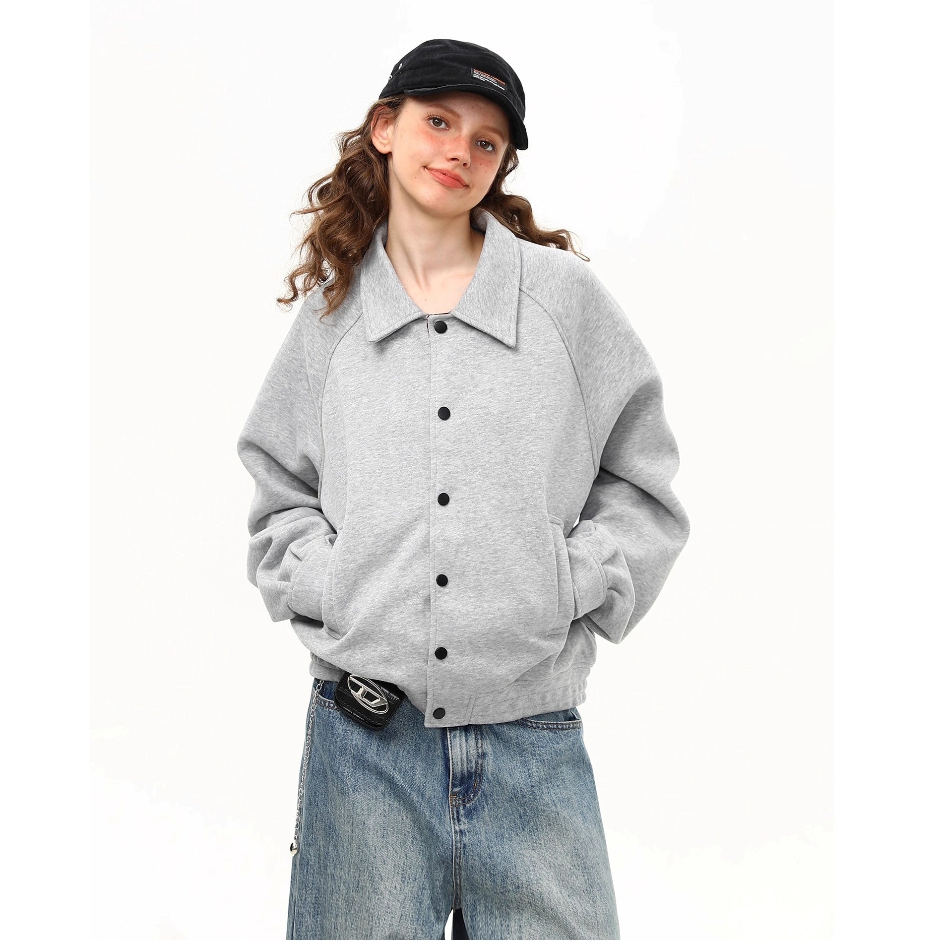 Square Collar Button-down Sweat Jacket MW10262