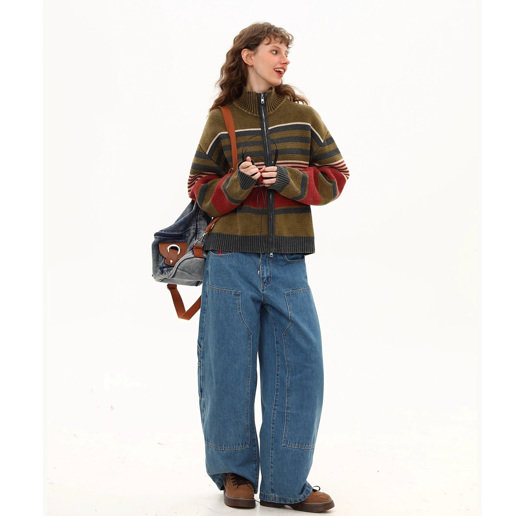 Retro Border Stand Collar Knit Jacket MW10266