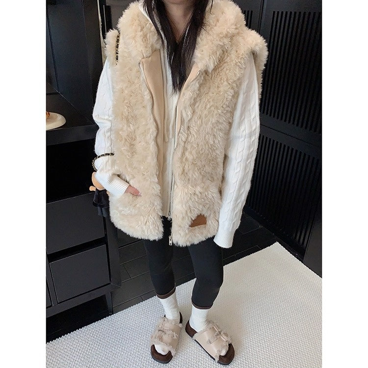 Fur Touch Loose Hooded Vest OS2063