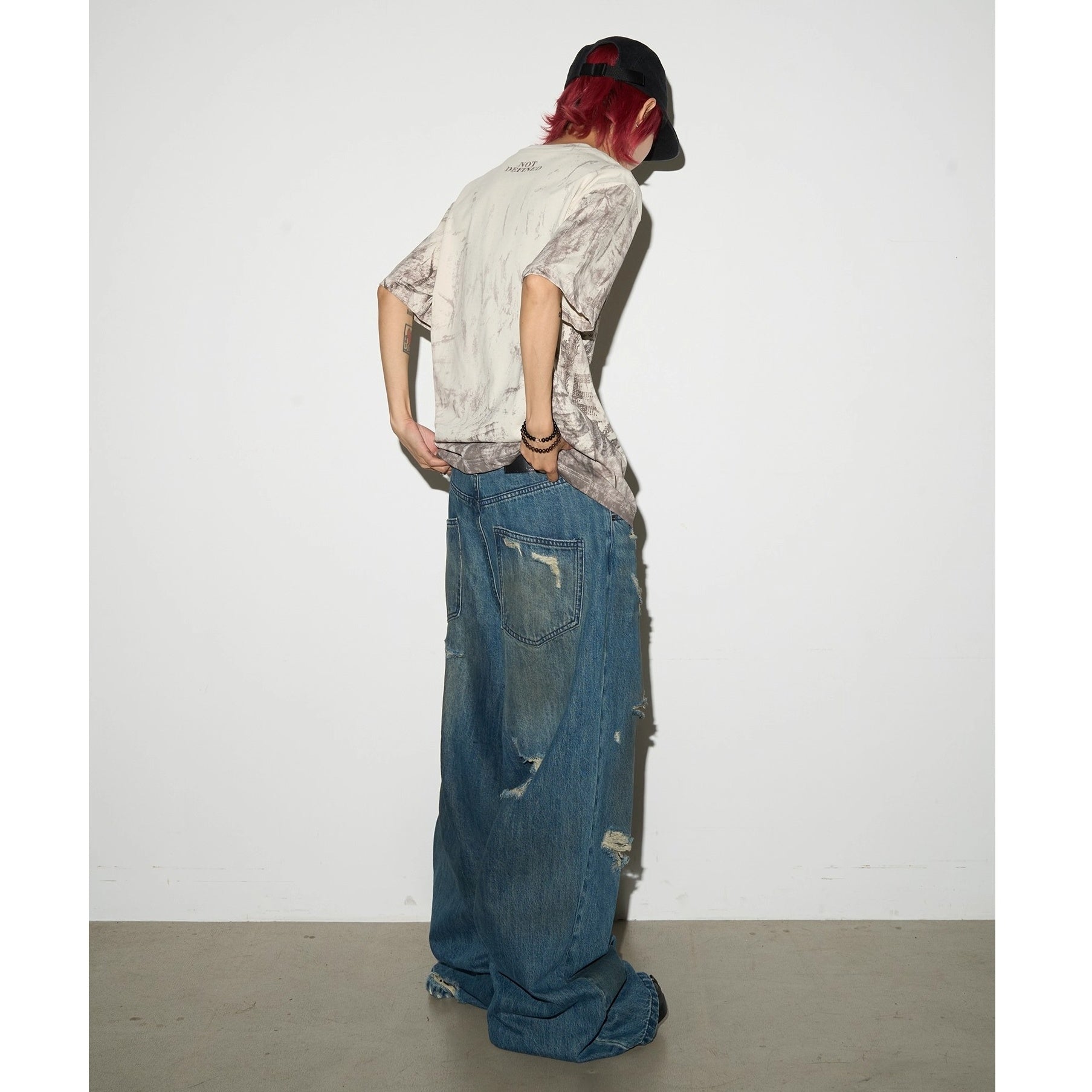 Letter Mottled Print T-shirt MN9008