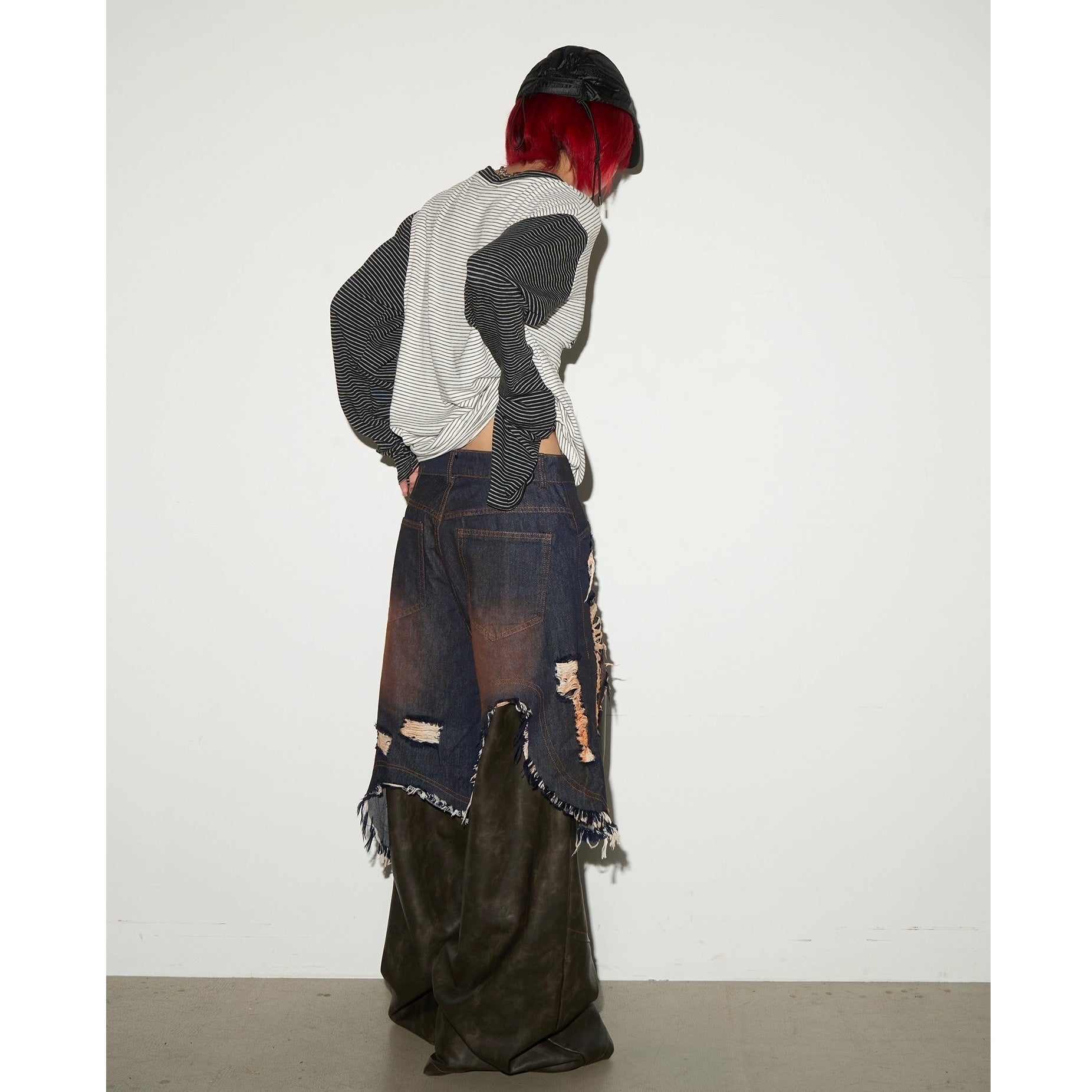 Character Print Patchwork Border Long Sleeve T-shirt MN9030