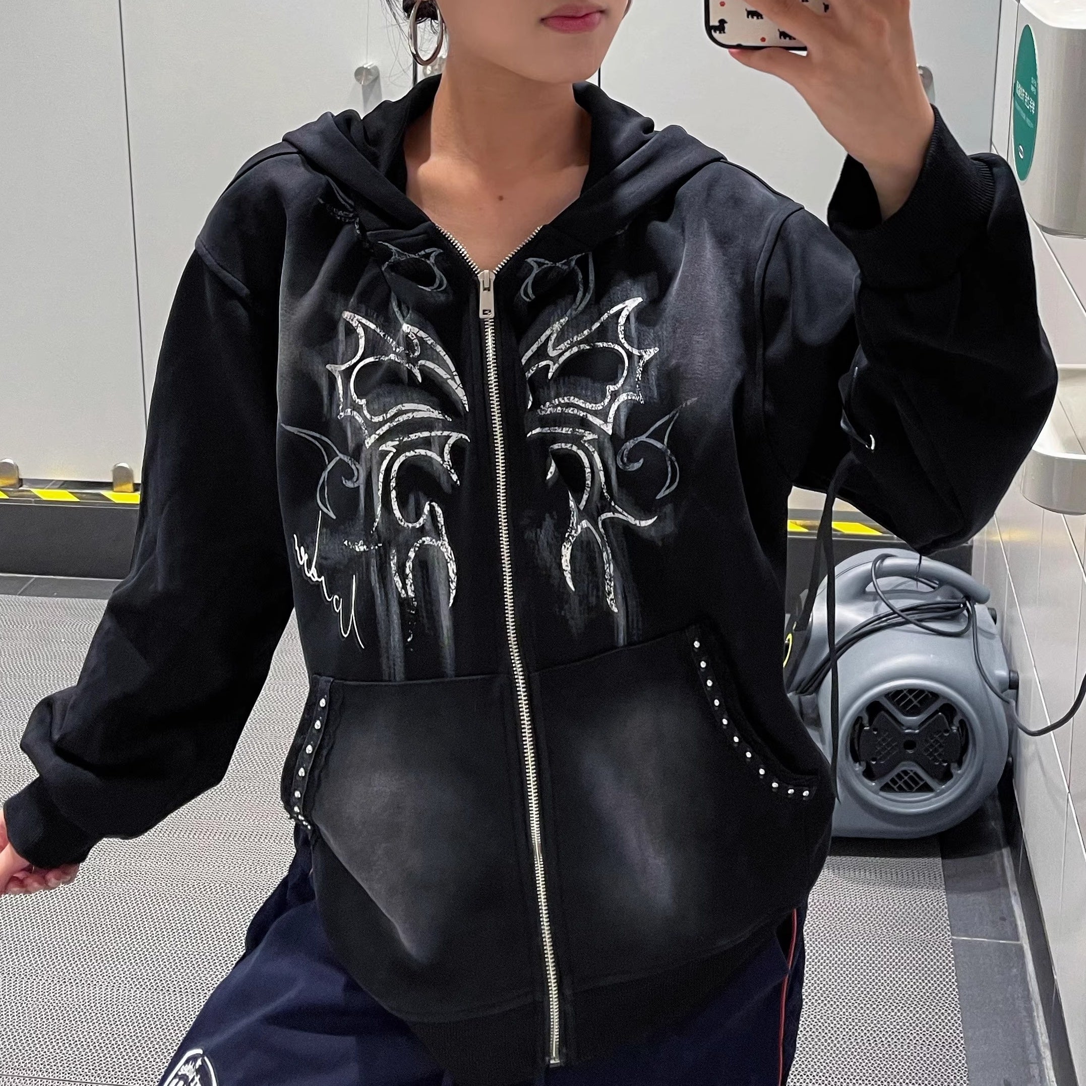 Printed Rabbit Ear Hooded Jacket VI2011
