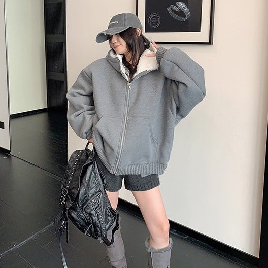 Inner Hairy Thickened Oversize Hooded Jacket OS2065