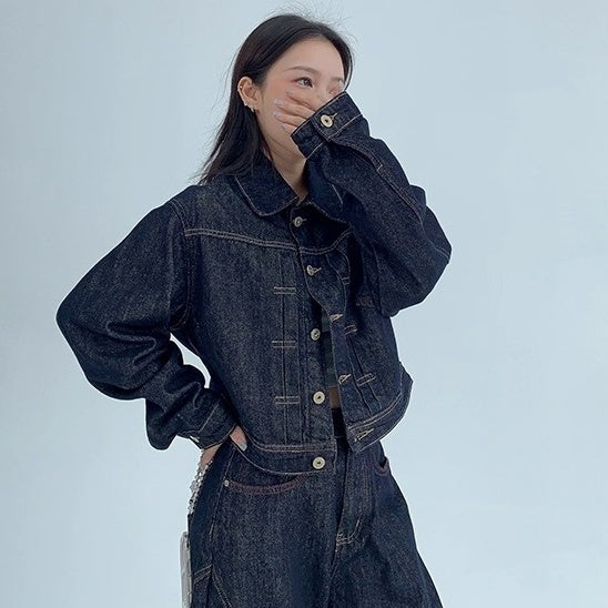 【上下別売り】Cropped Denim Jacket + Wide Curve Jeans MW10243