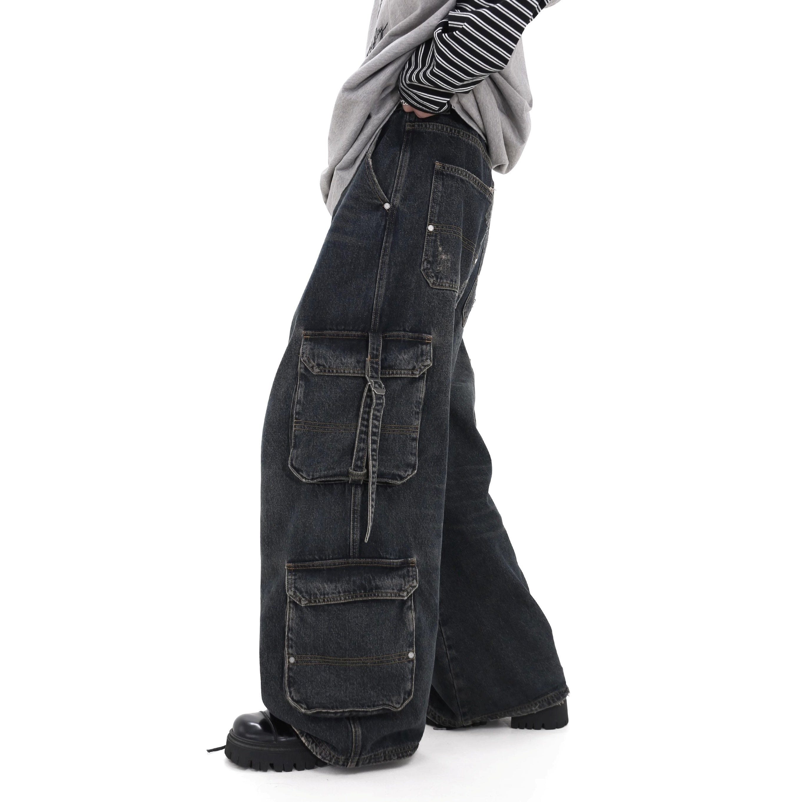 Washed Loose Work Cargo Jeans GB7025