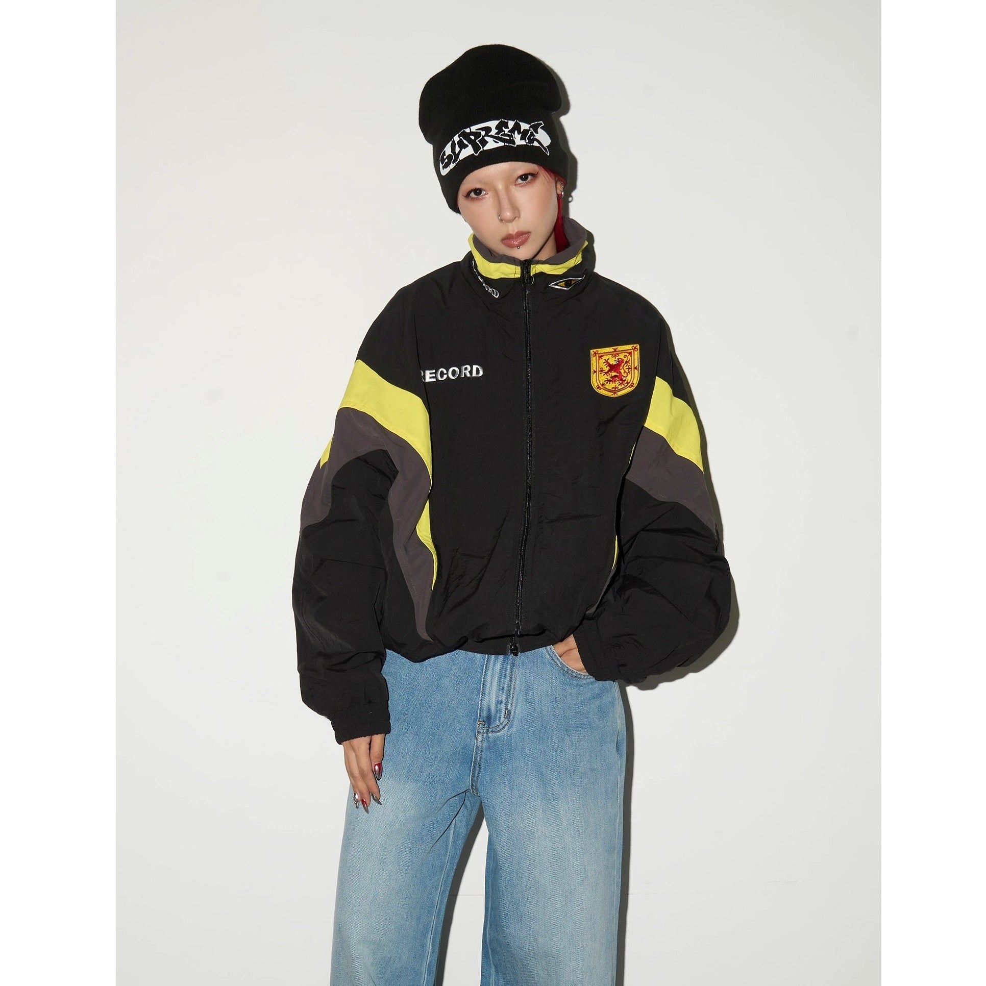 Stand Collar Contrasting Zip Jacket MN9044