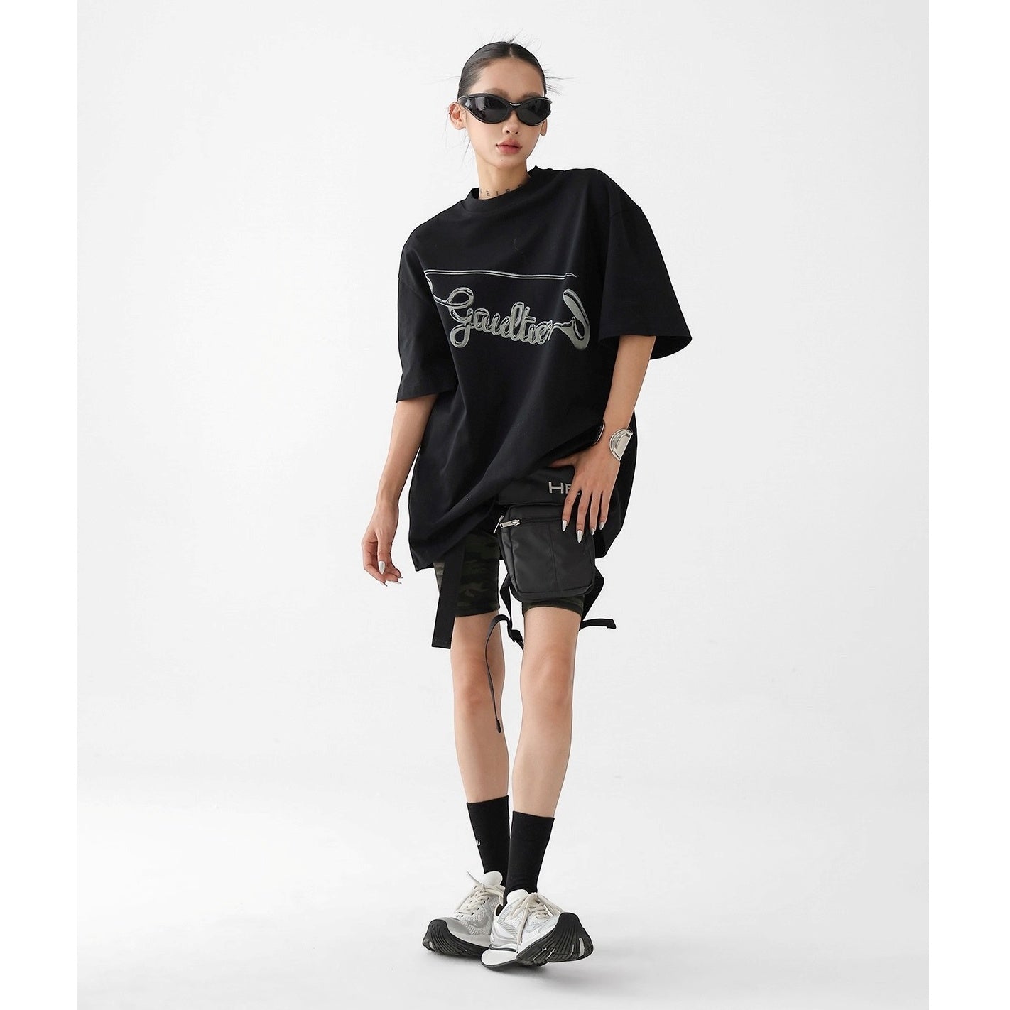Metal Pin Print Loose T-Shirt AC7115