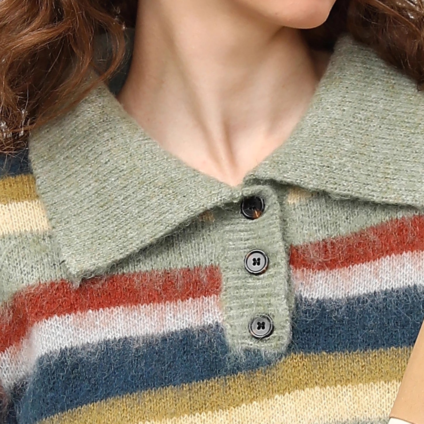 Polo Collar Multi Border Sweater MW10252