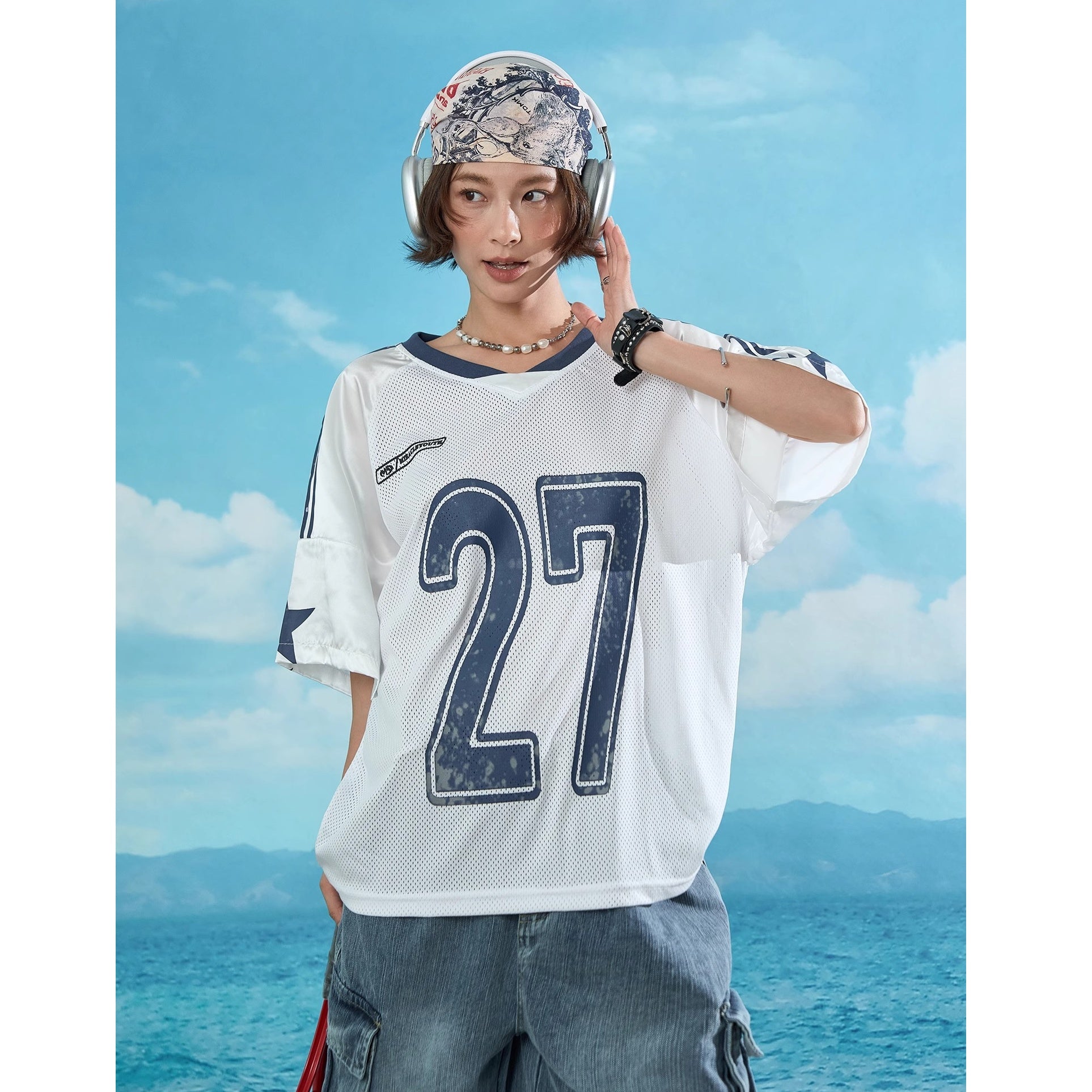 Number Print Mesh T-shirt MW10198