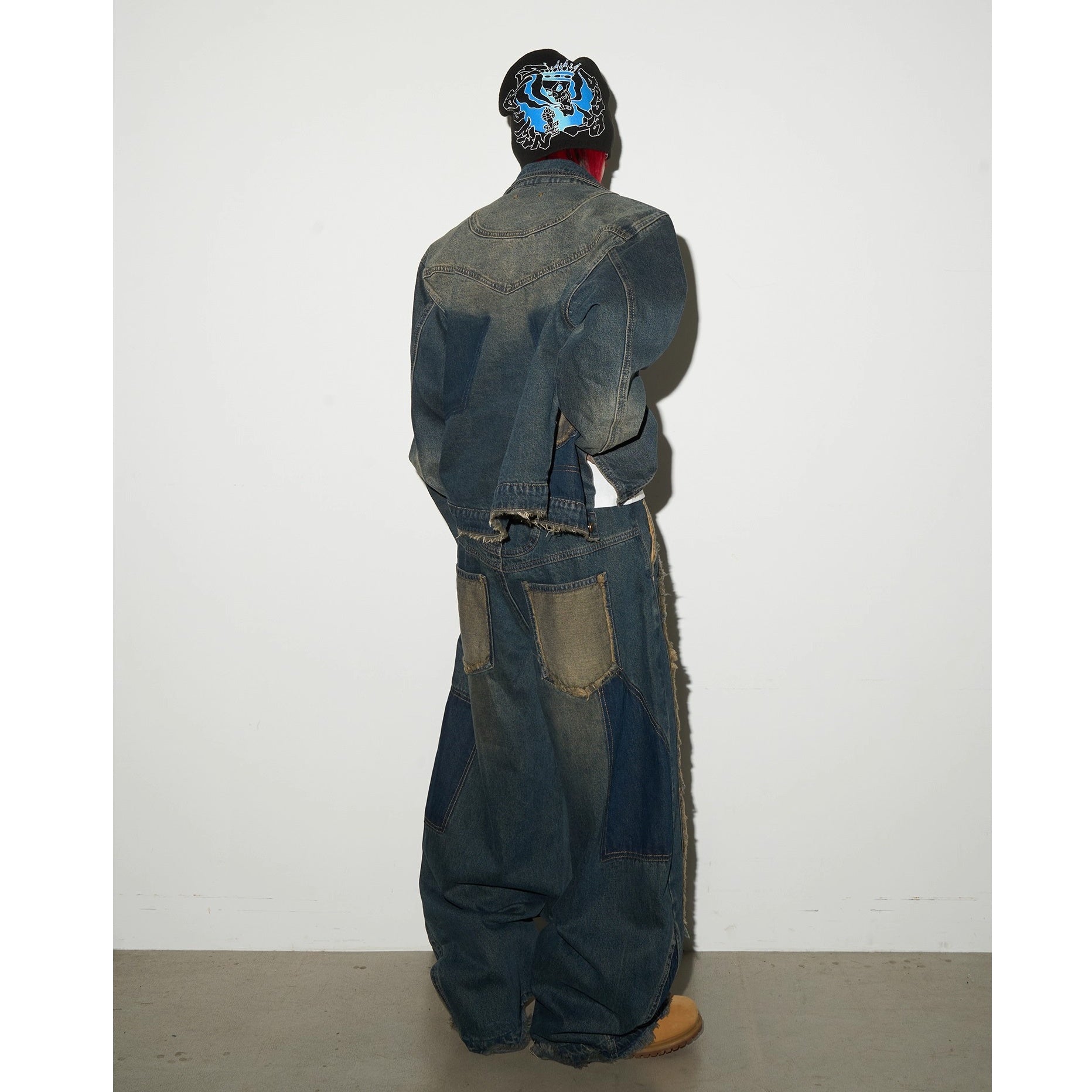 【上下別売り】Irregular Stitching Washed Denim Jacket  & Jeans Set-up MN9037