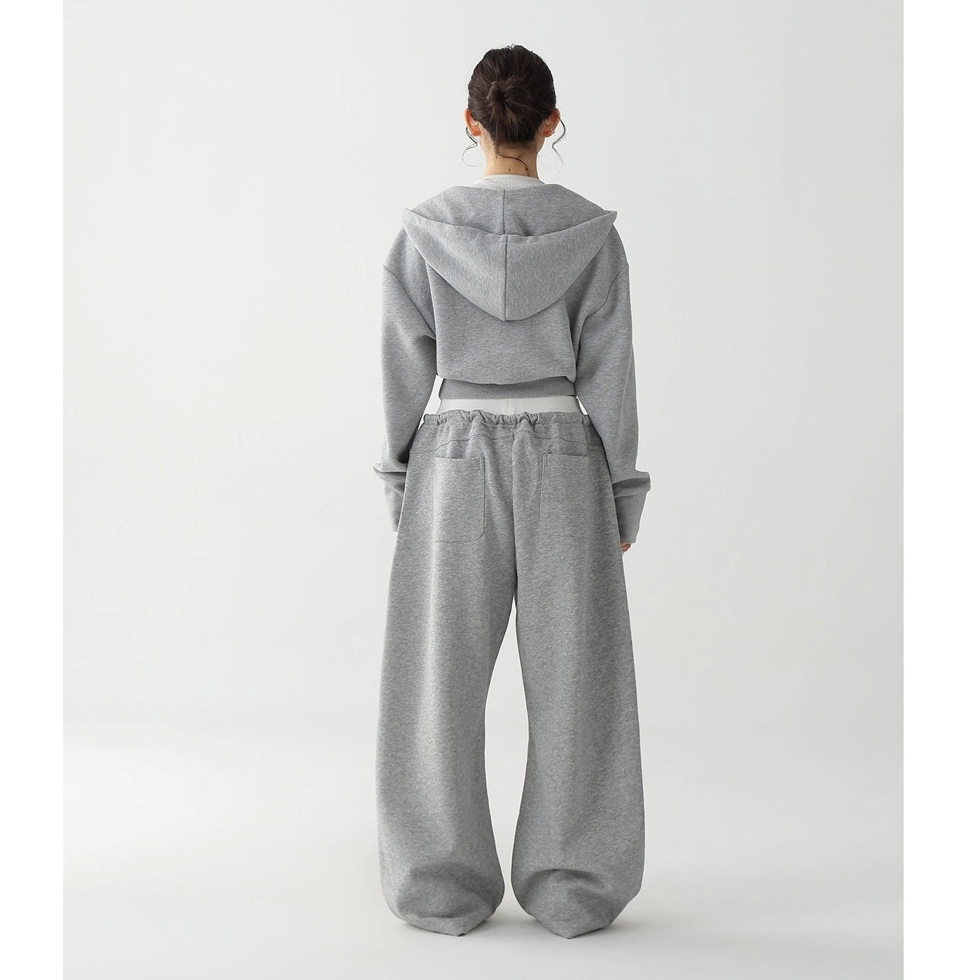 【上下別売り】Half-ZIP Cropped Hoodie & Loose Pants Set-up AC7159