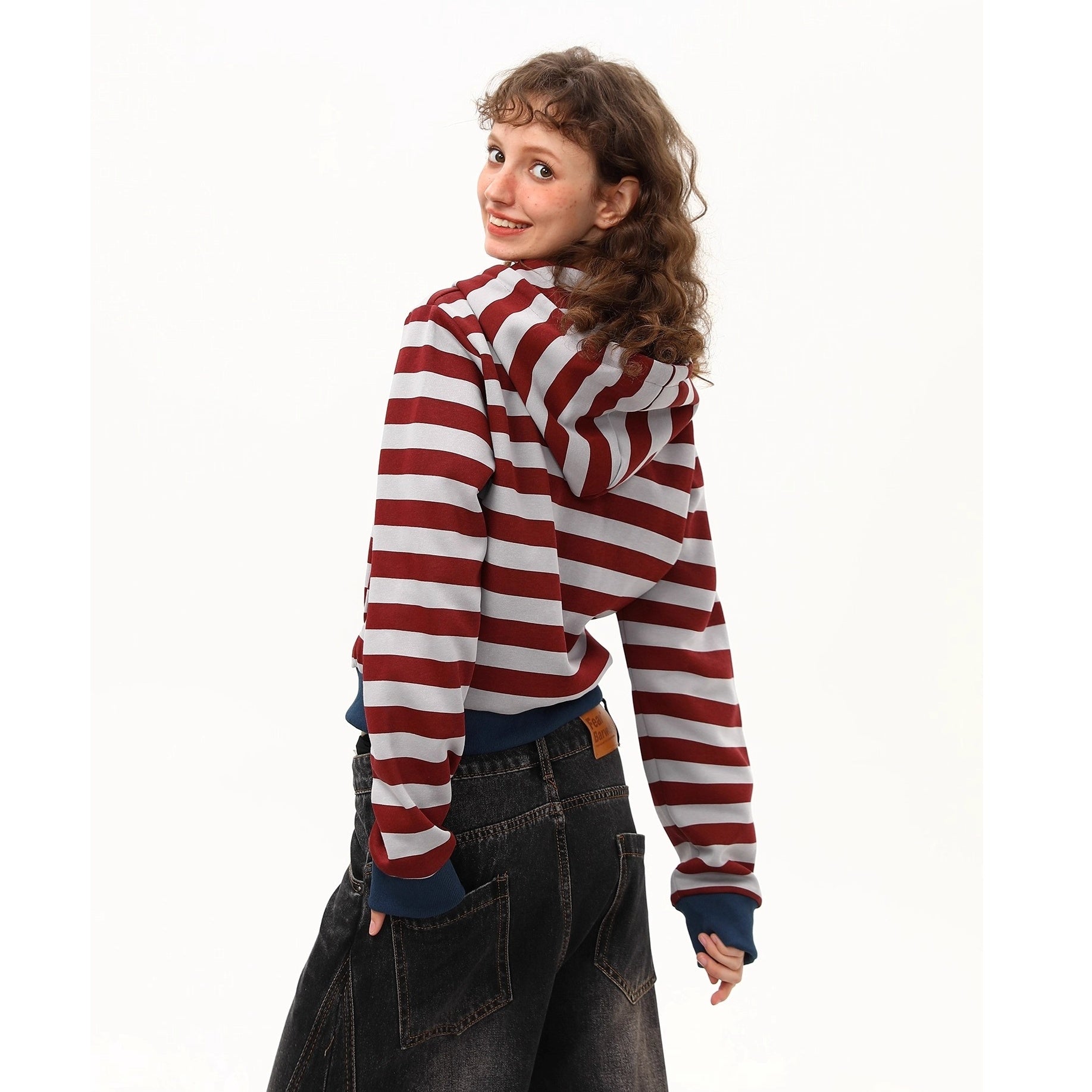 Retro Border Cropped Hooded Sweat Jacket MW10260