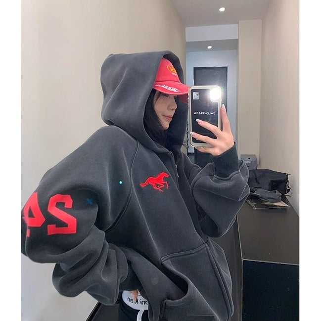 Numbering Loose Raglan Hooded Jacket OS2044