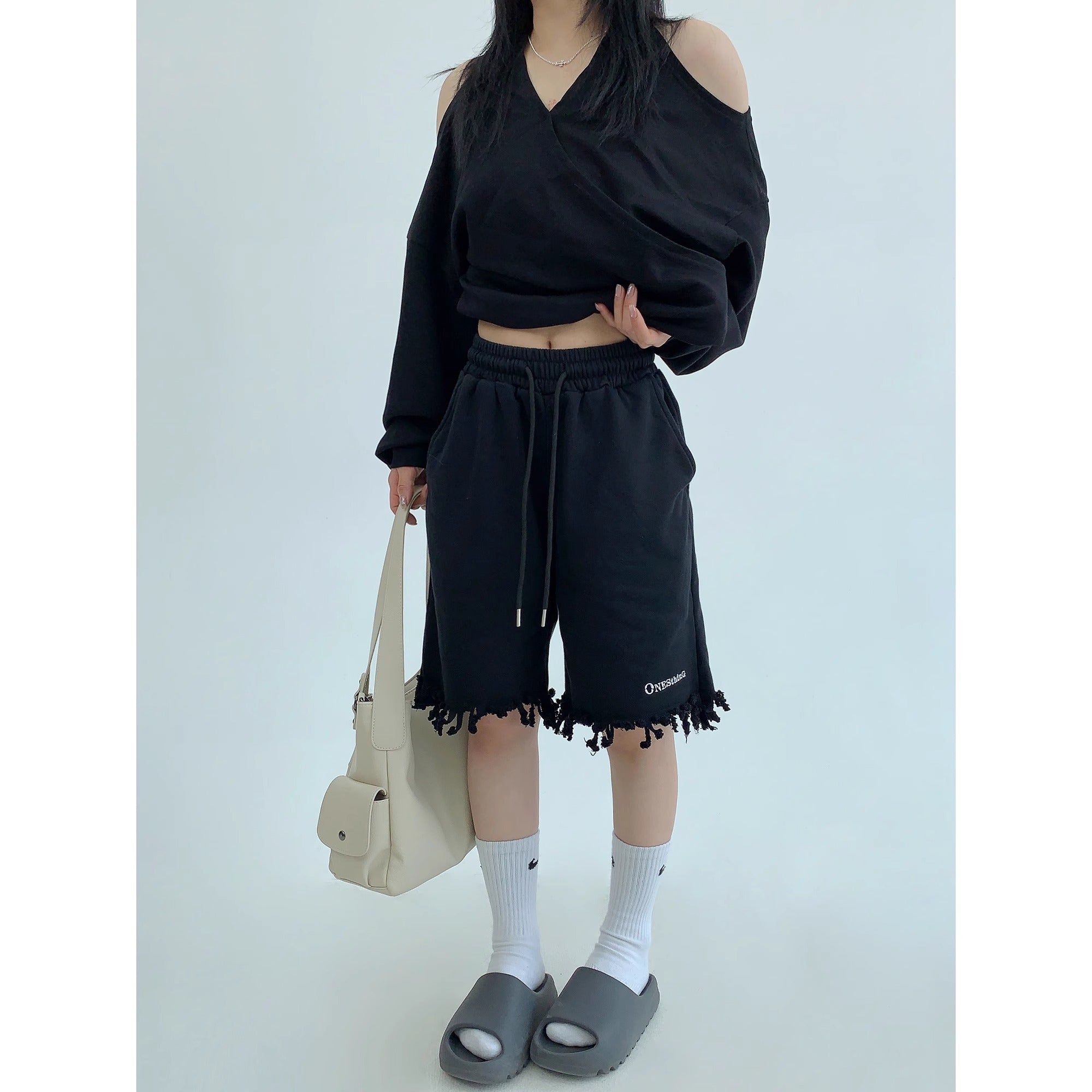 Hem Cut Tassel Sweat Shorts MW10150