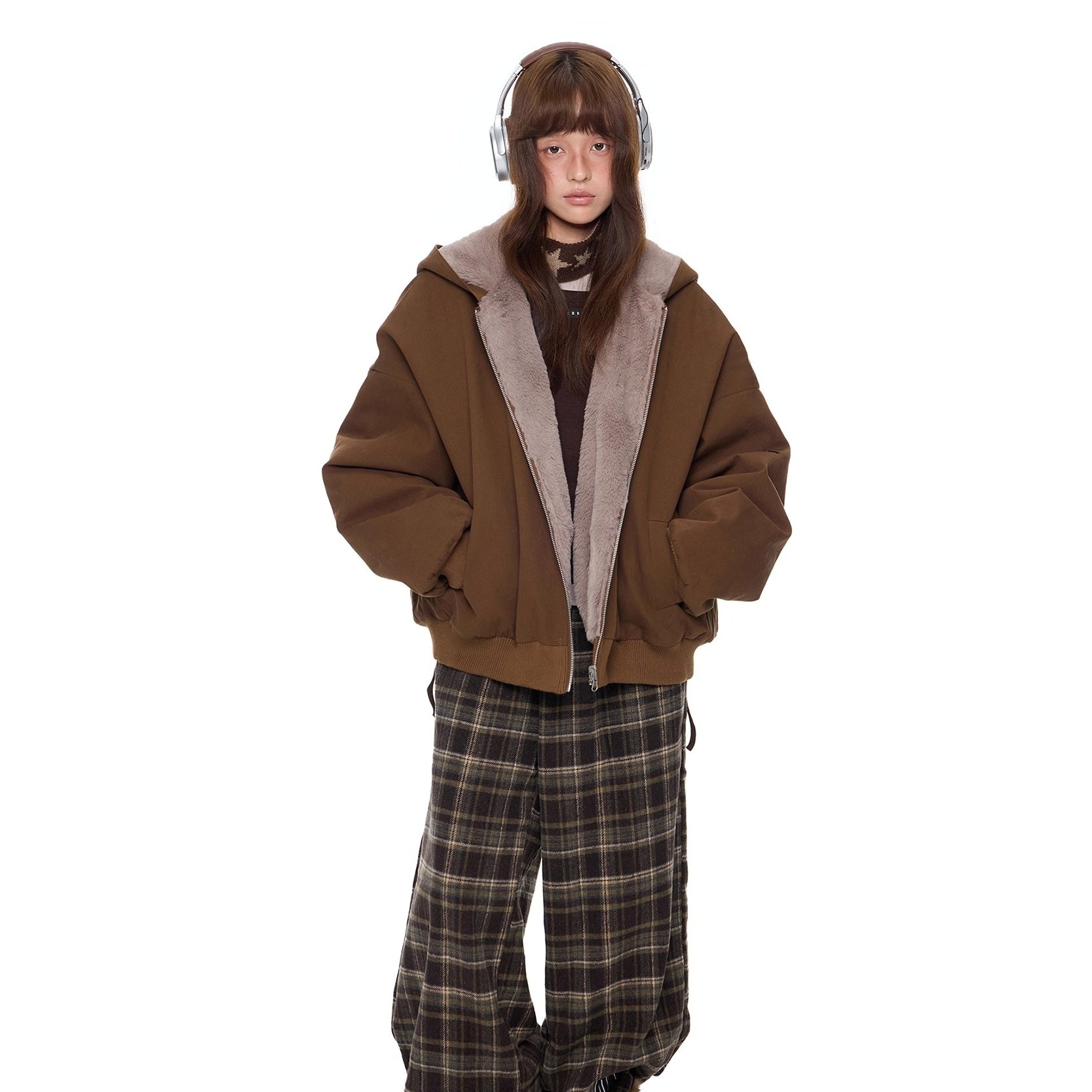 Imitation Fur Casual Hooded Jacket EZ244