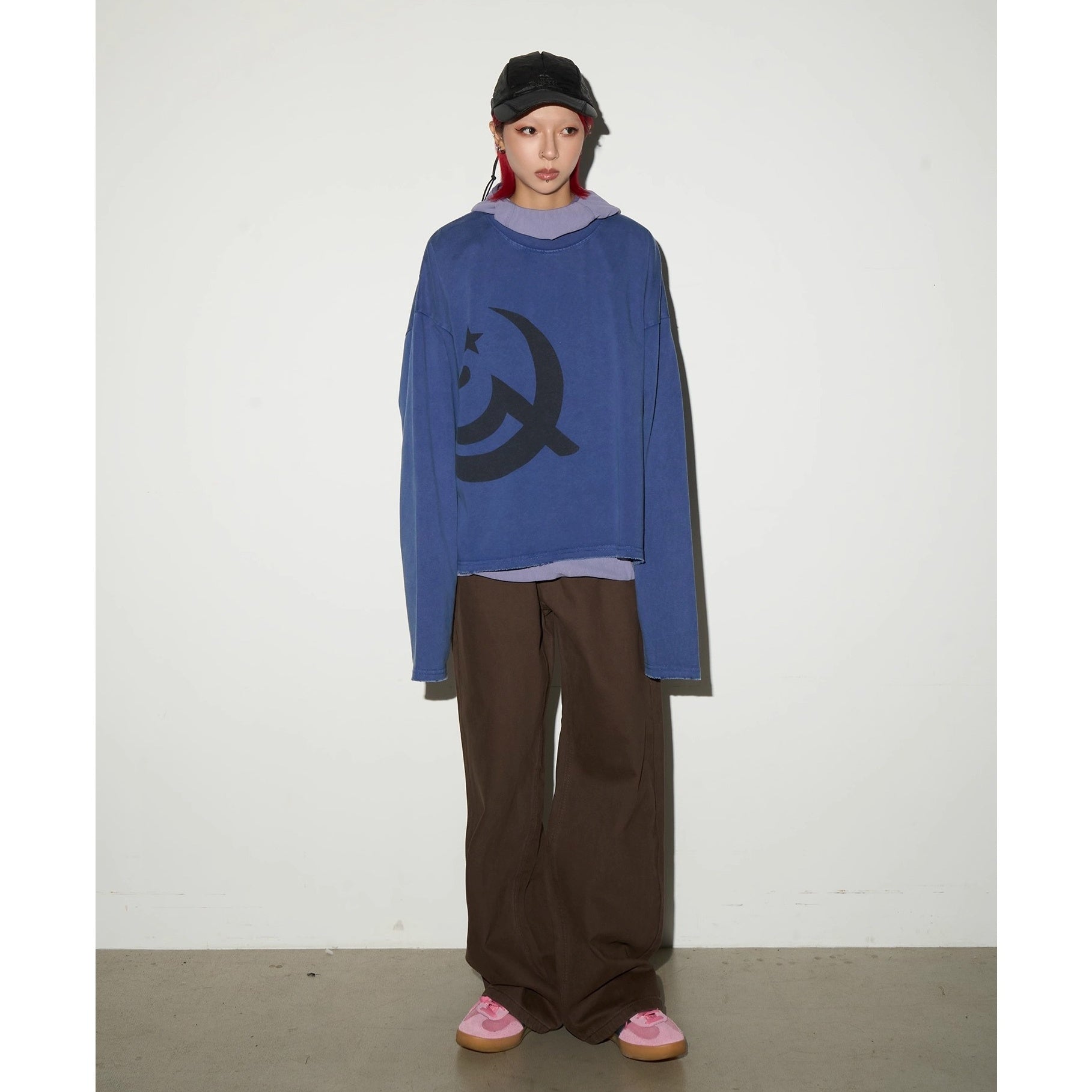 LOGO Print Wide Long Sleeve T-shirt MN9046