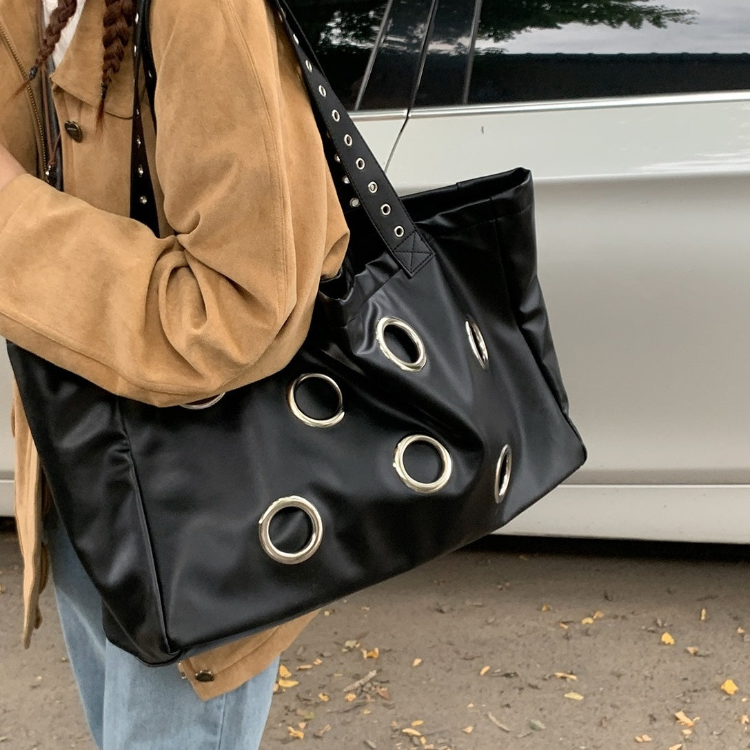 PU Leather Eyelet Large Tote Bag BA044