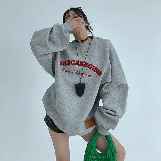 Embroidered Crew Neck Oversize Sweat OS2049