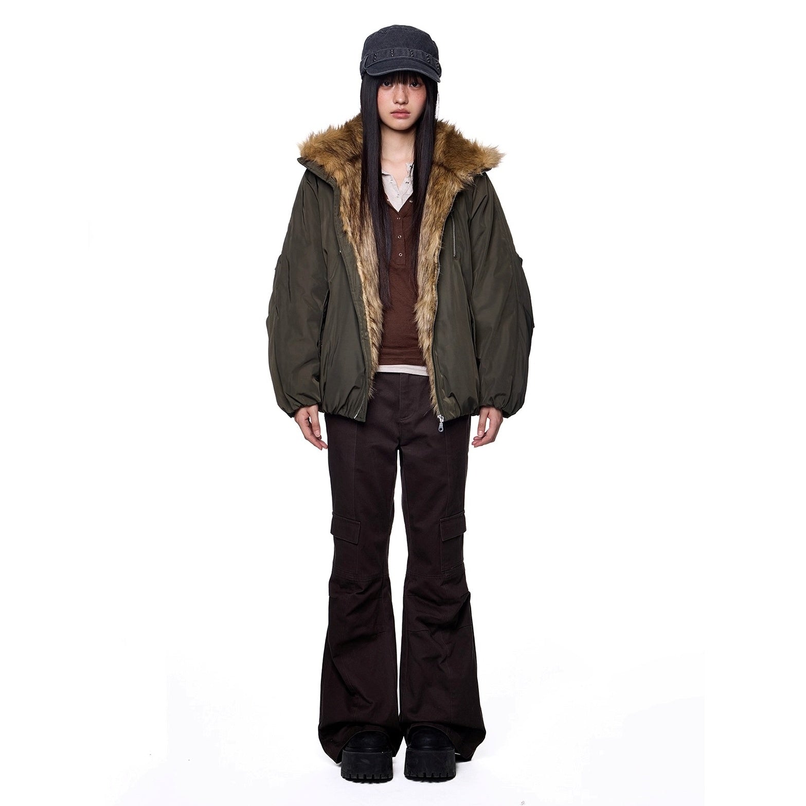 Stand Collar Fur Stitch Jacket EZ257